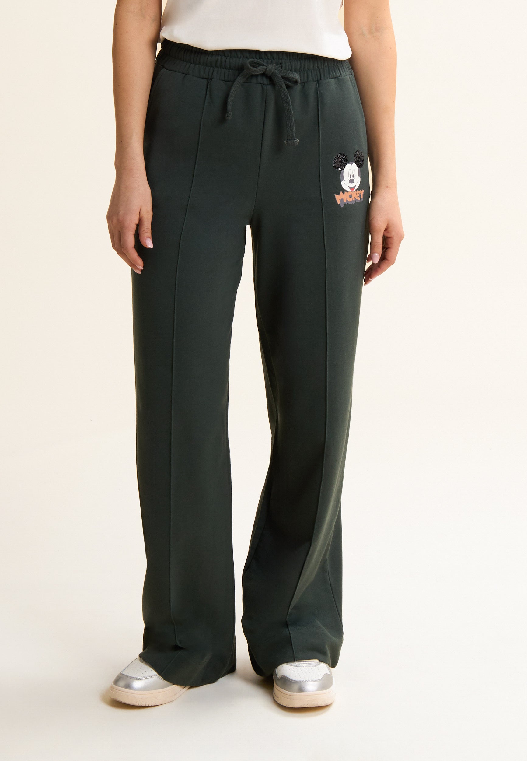 freddy-pantaloni-sportivi-neri-mickey-mouse-gamba-ampia-french-terry image 1
