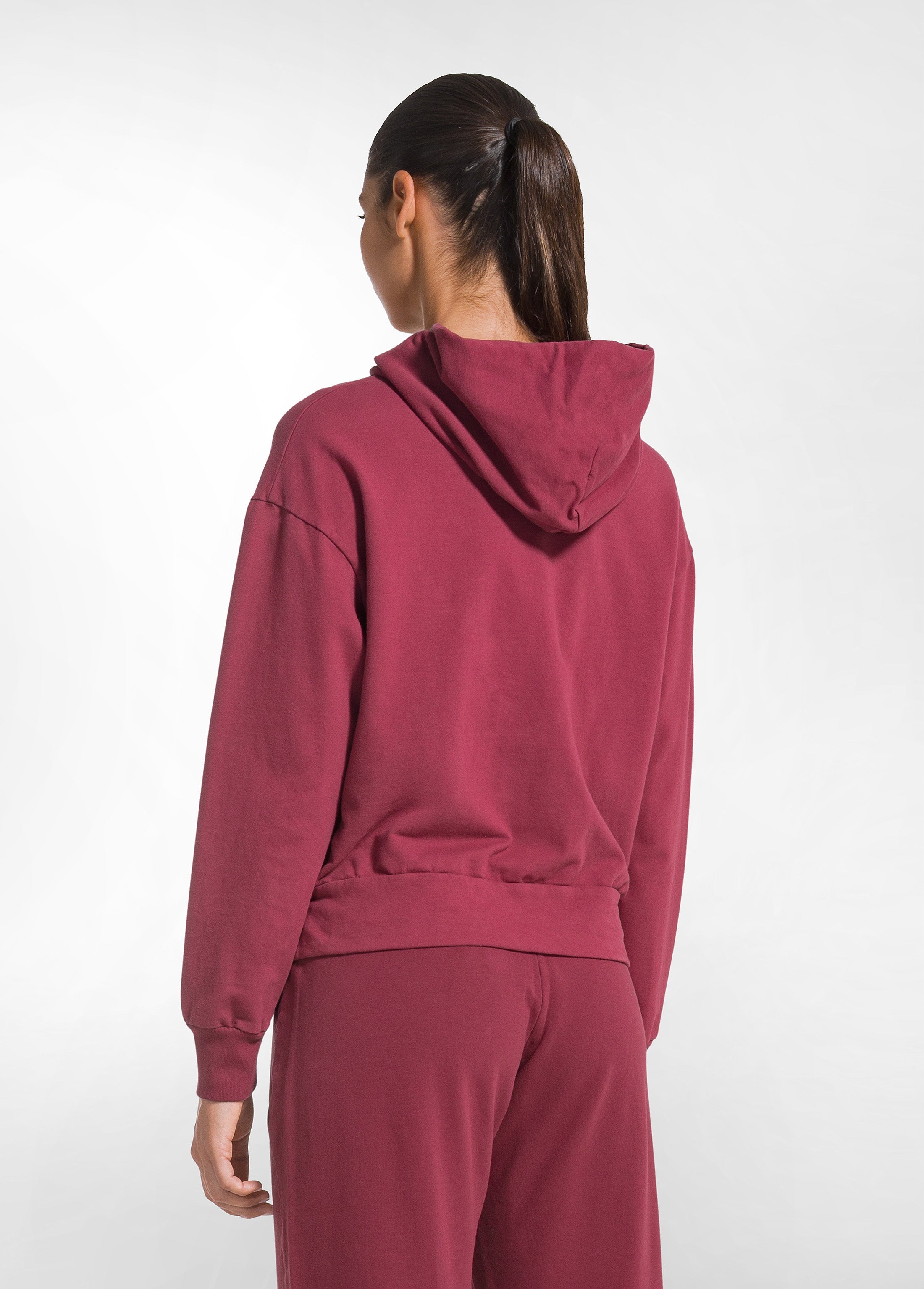 deha-d52023-felpa-con-zip-e-cappuccio-rossa-in-cotone-stretch image 2