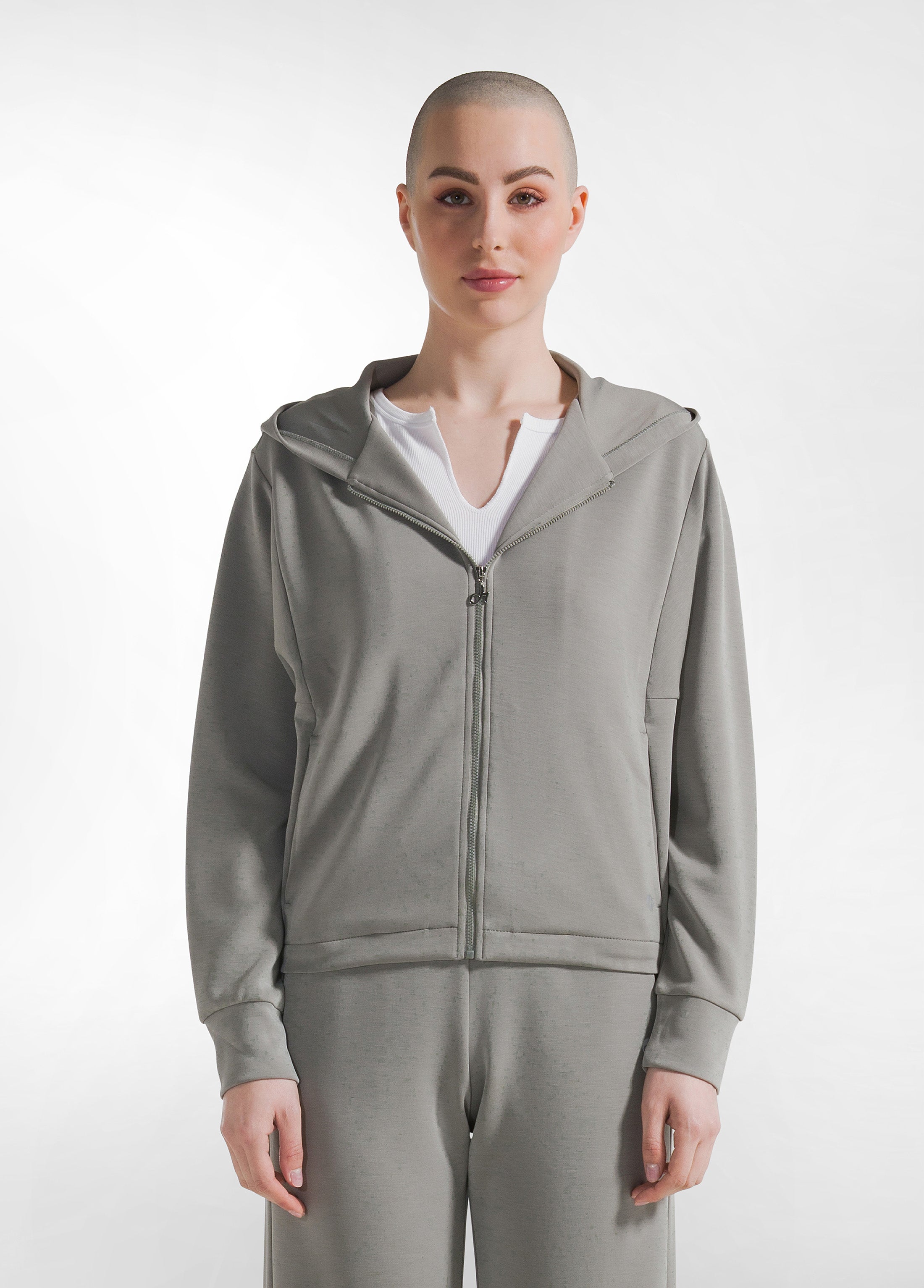 deha-felpa-soft-touch-con-cappuccio-e-zip-verde image 2
