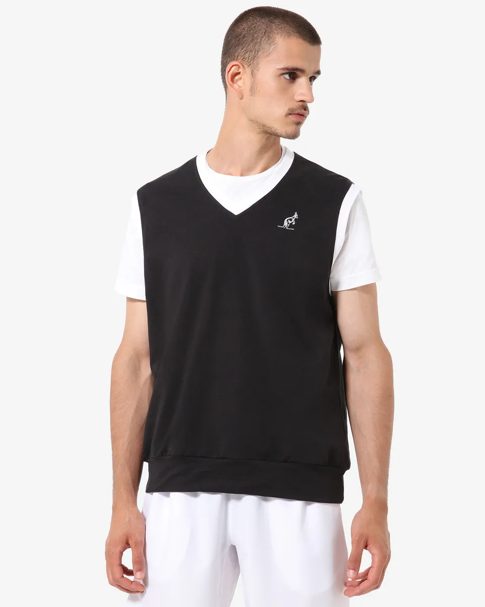australian-court-gilet-tennis-felpa-scollo-v-nero-made-in-italy image 1