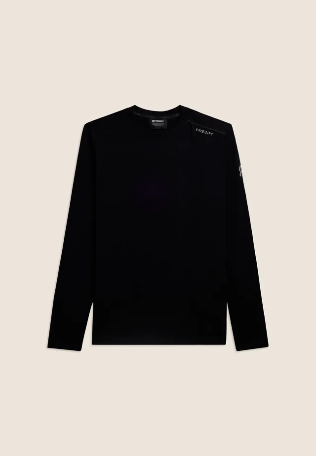 freddy-t-shirt-manica-lunga-jersey-stretch-con-zip-decorativa image 1