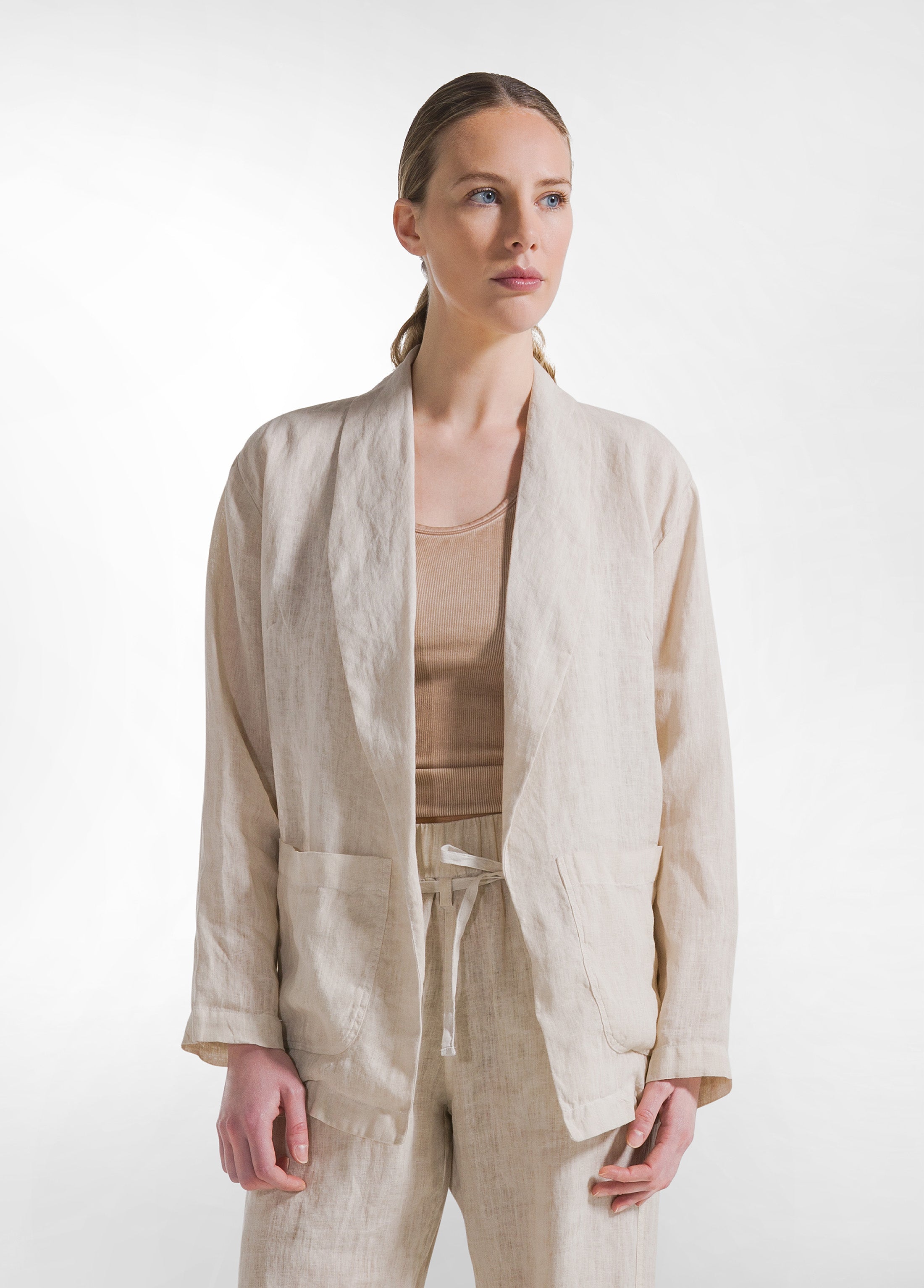 deha-blazer-in-lino-effetto-sfumato-beige-d42580 image 1