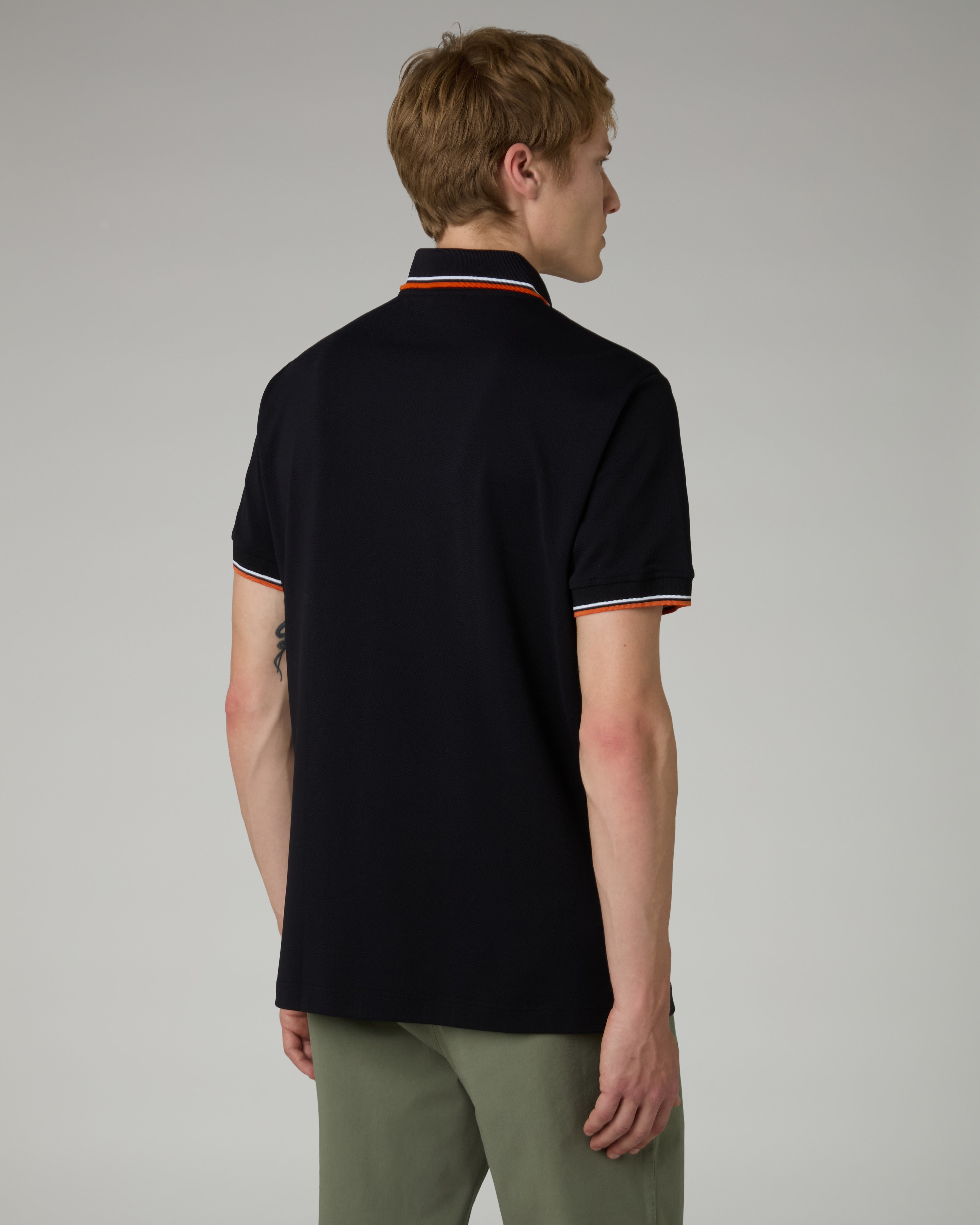australian-2-stripes-polo-nera-piquet-tecnico-bielastico image 3