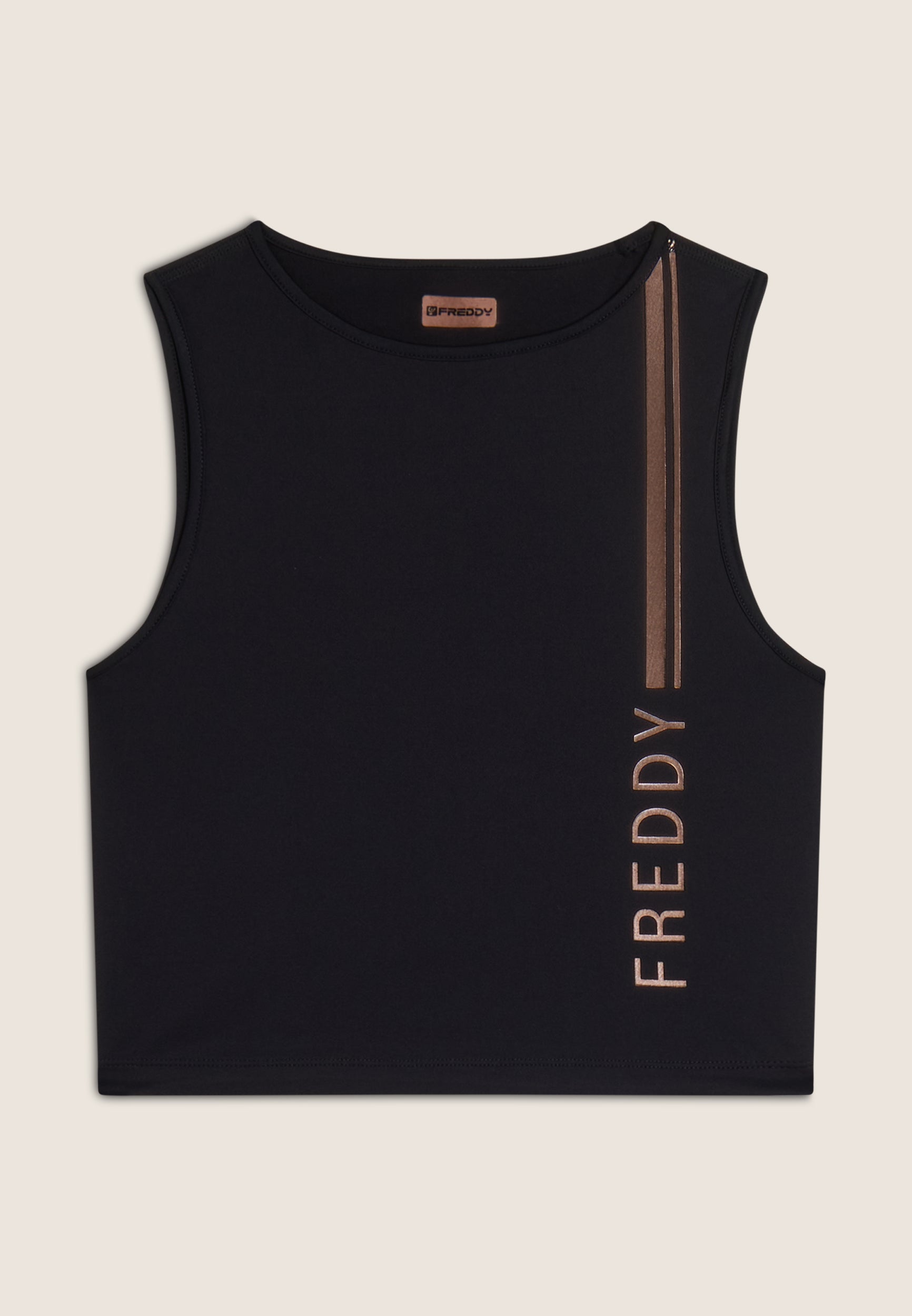 freddy-top-sportivo-cropped-slim-fit-d-i-w-o-con-stampa-metallizzata image 8