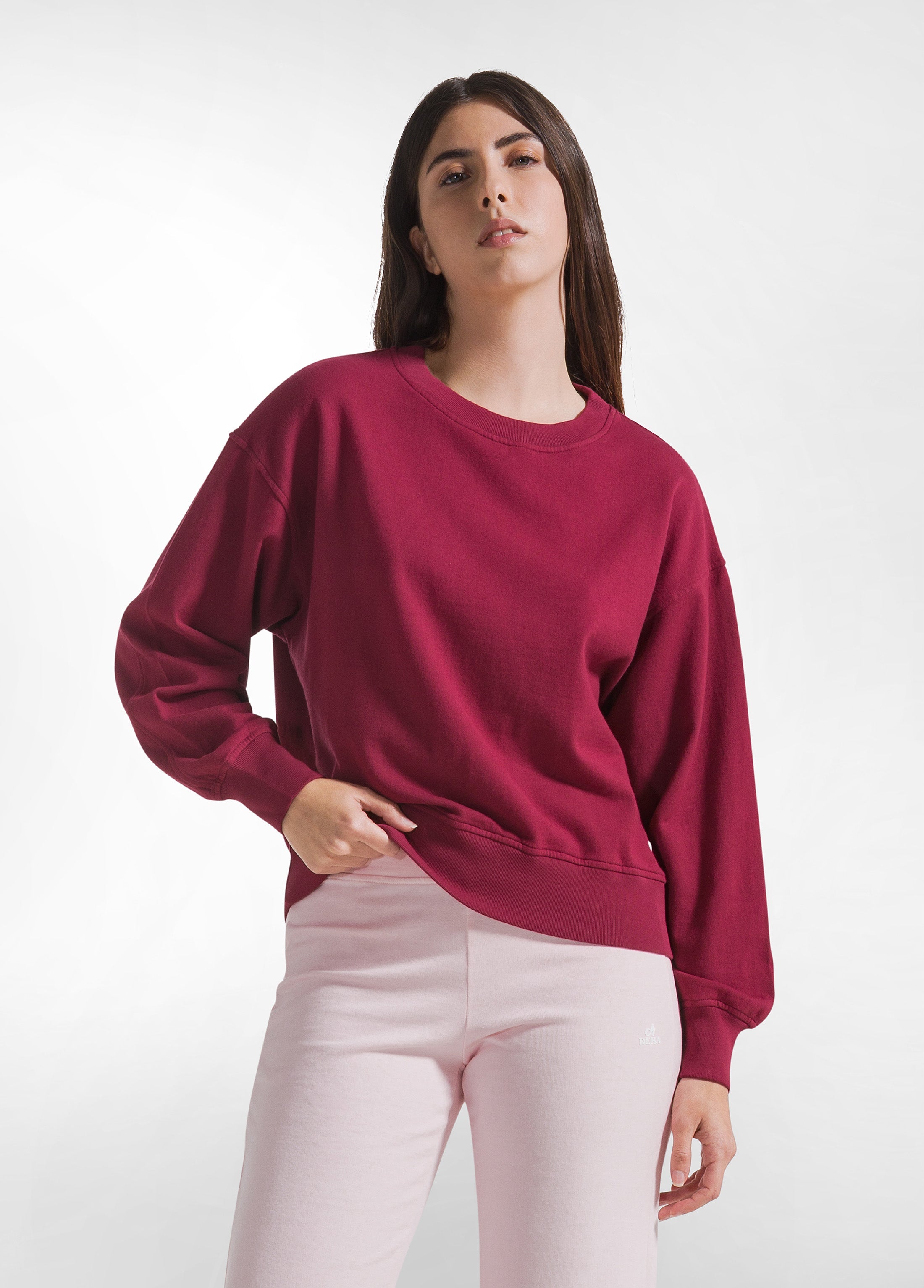 deha-felpa-girocollo-cotone-organico-d42141-rosso-donna image 1