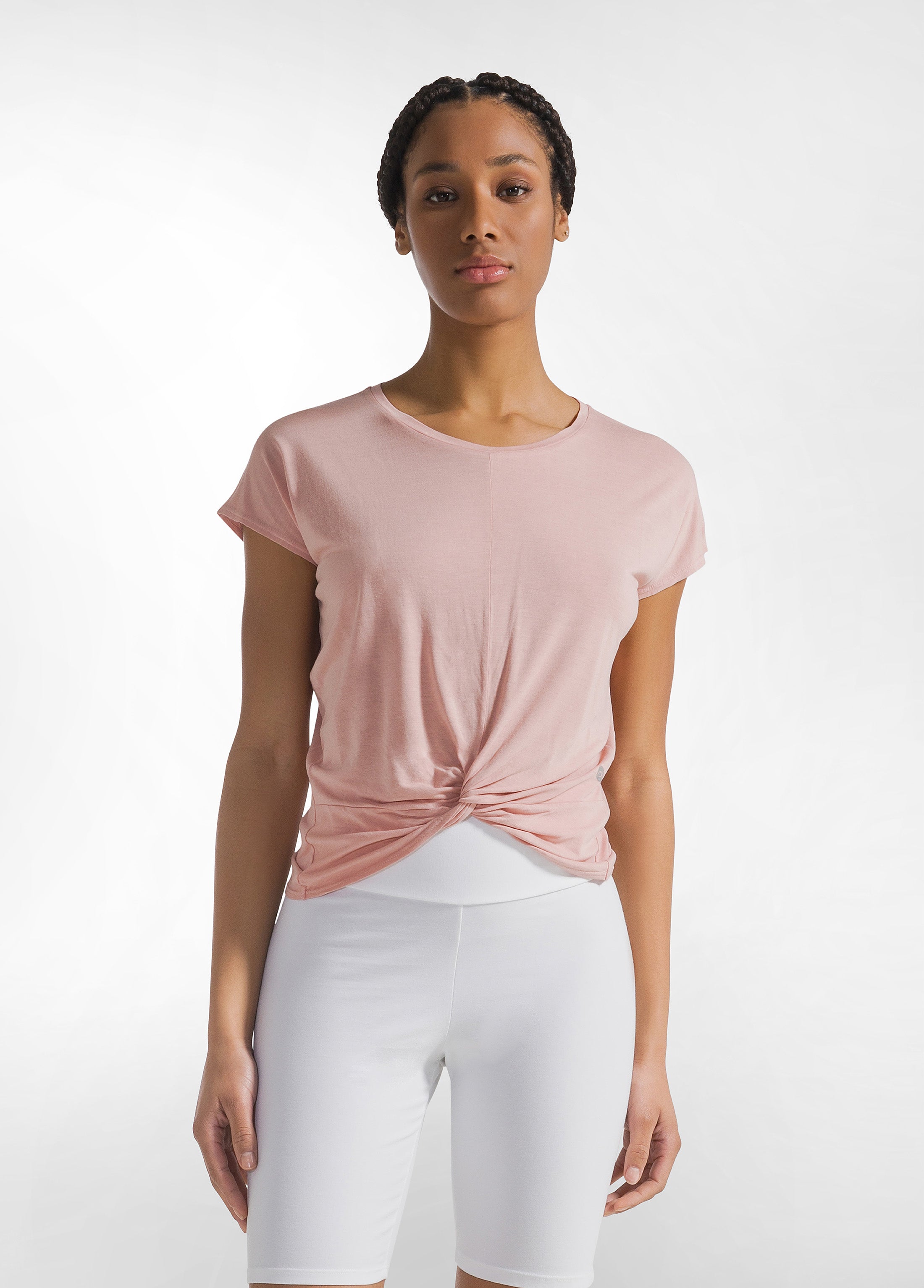 deha-t-shirt-in-viscosa-con-nodo-rosa image 1