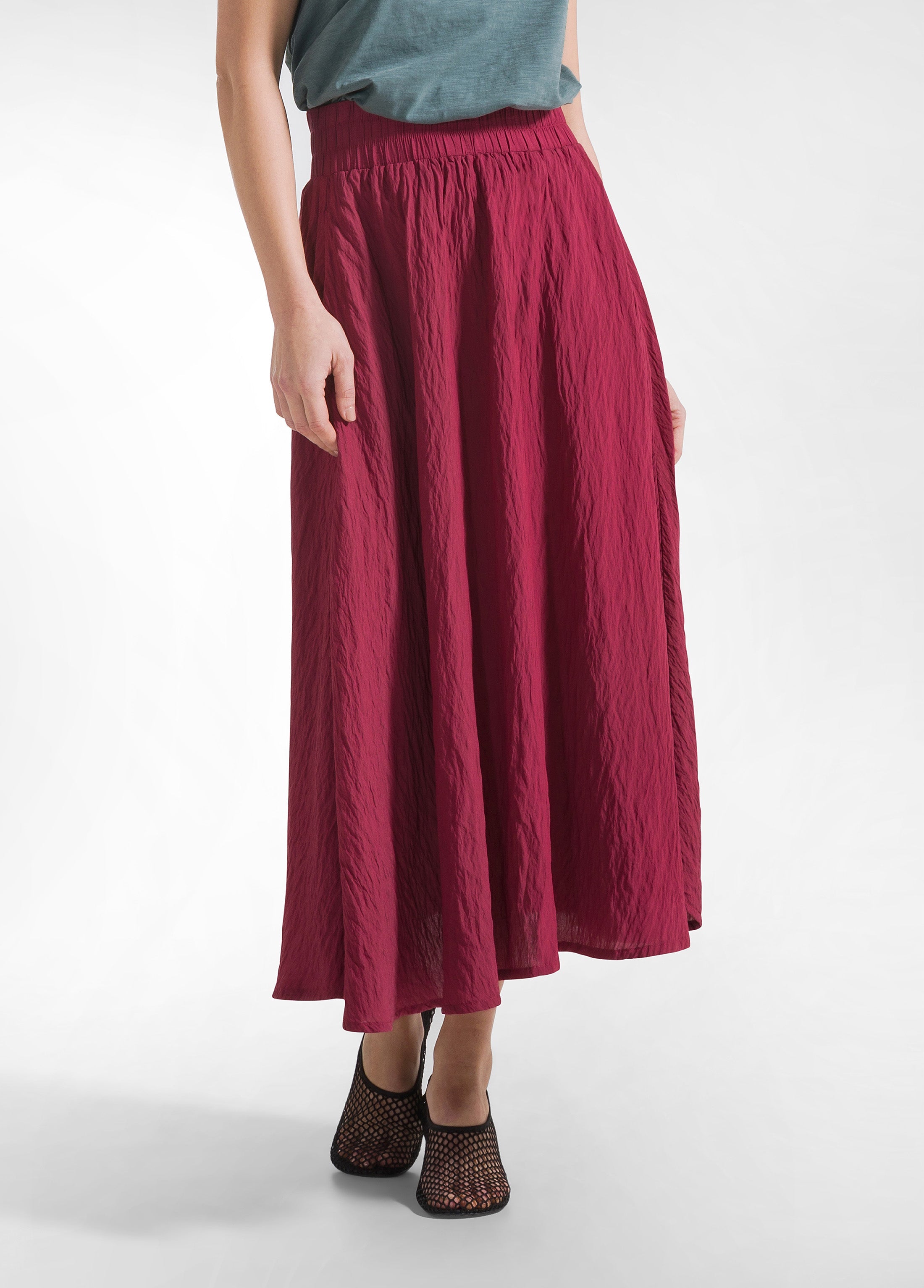 deha-gonna-in-viscosa-effetto-stropicciato-rosso-d42628 image 2
