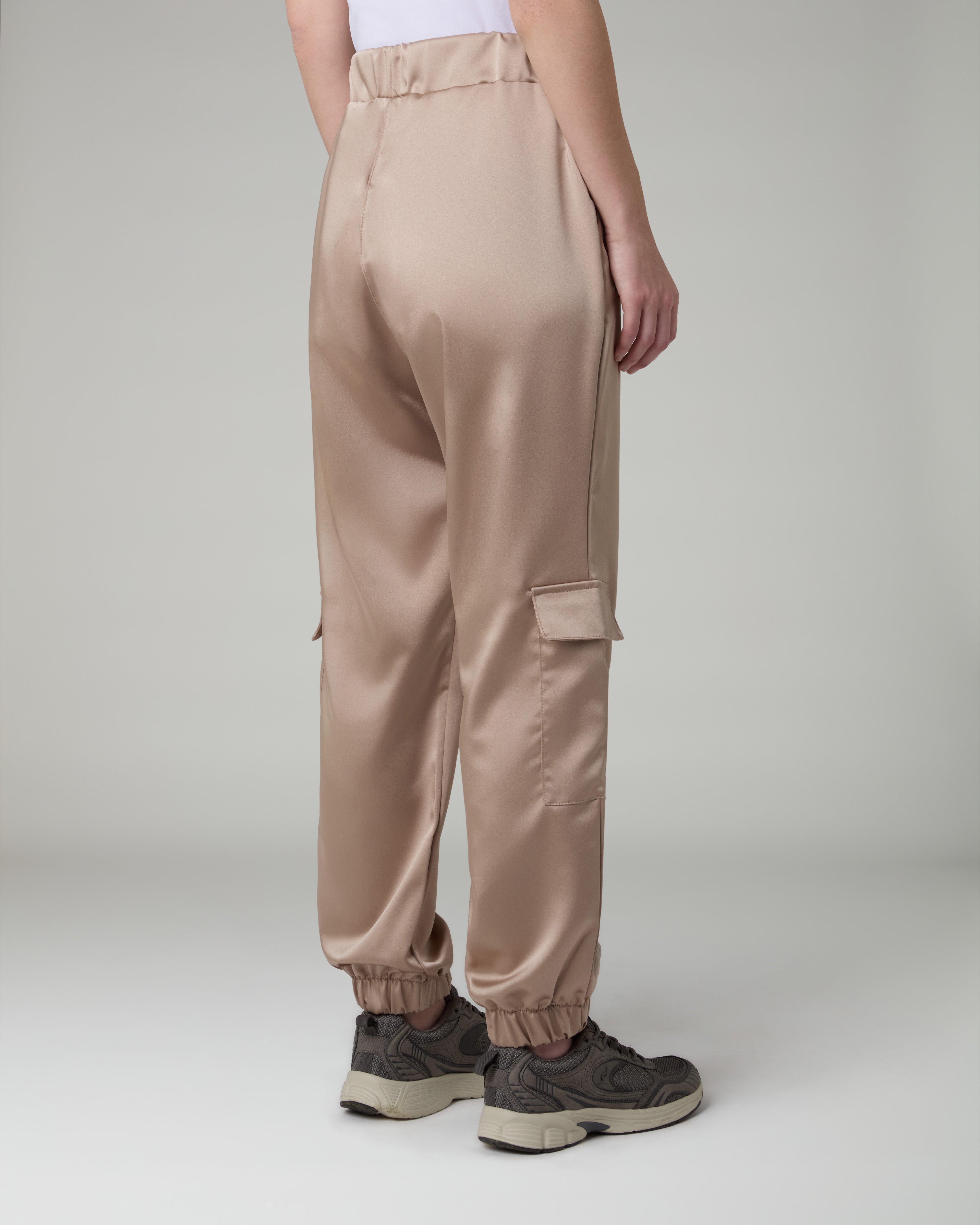australian-glam-satin-pants-cargo-jogger-caffelatte image 3