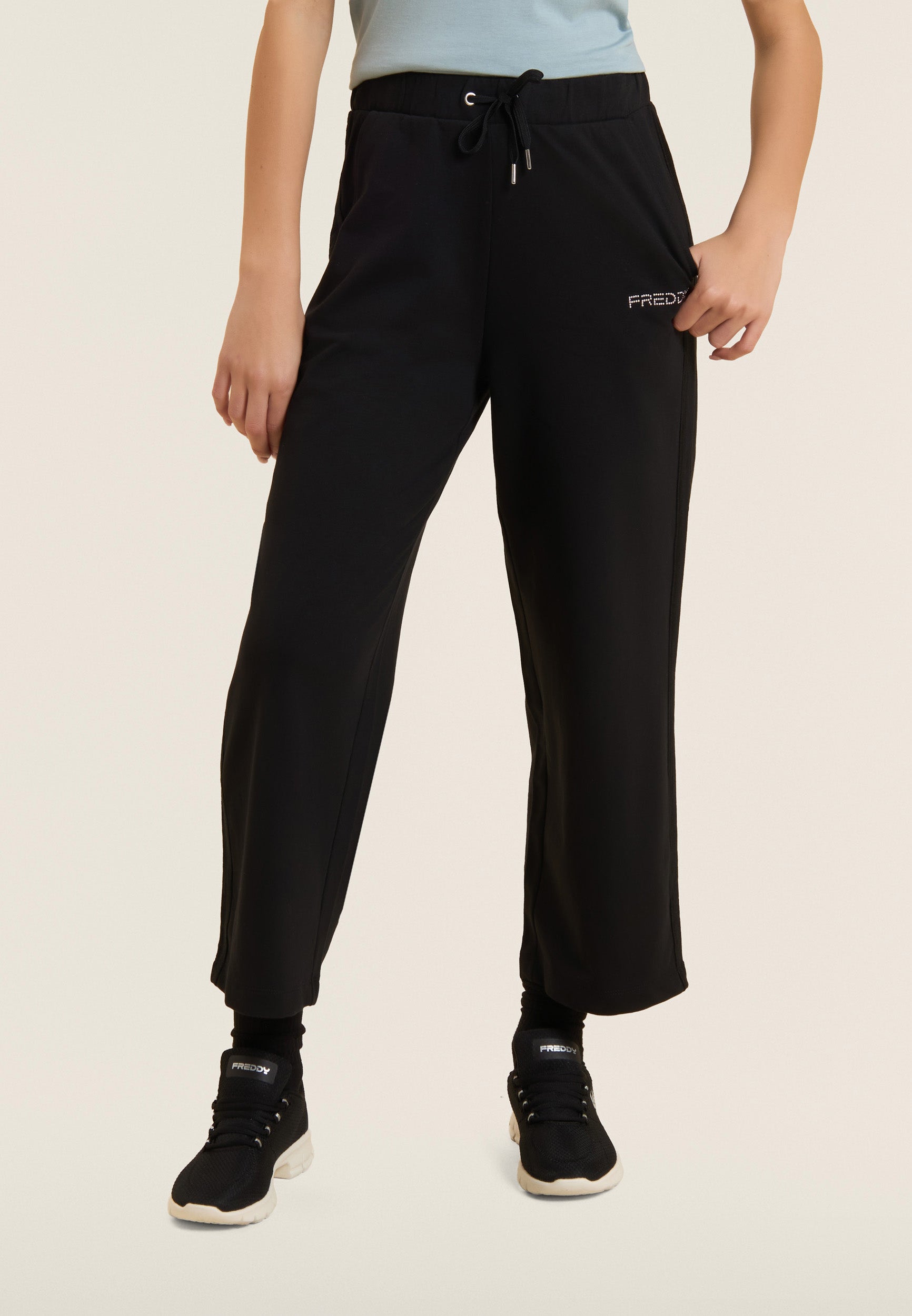 freddy-pantaloni-sportivi-cropped-comfort-wide-leg-jersey-cotone image 1