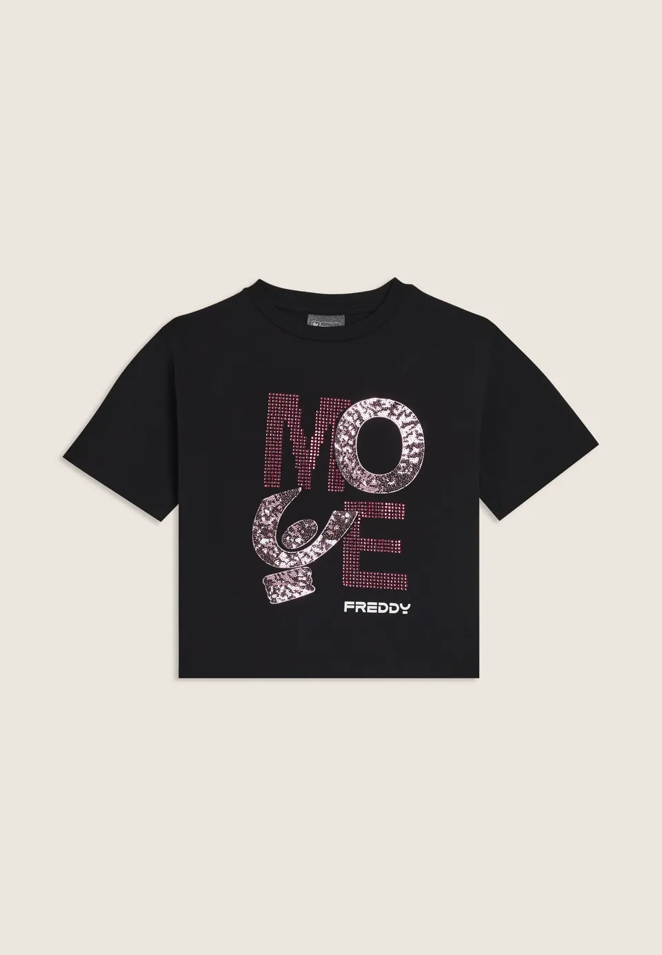 freddy-t-shirt-junior-cropped-move-con-strass-e-paillettes image 1