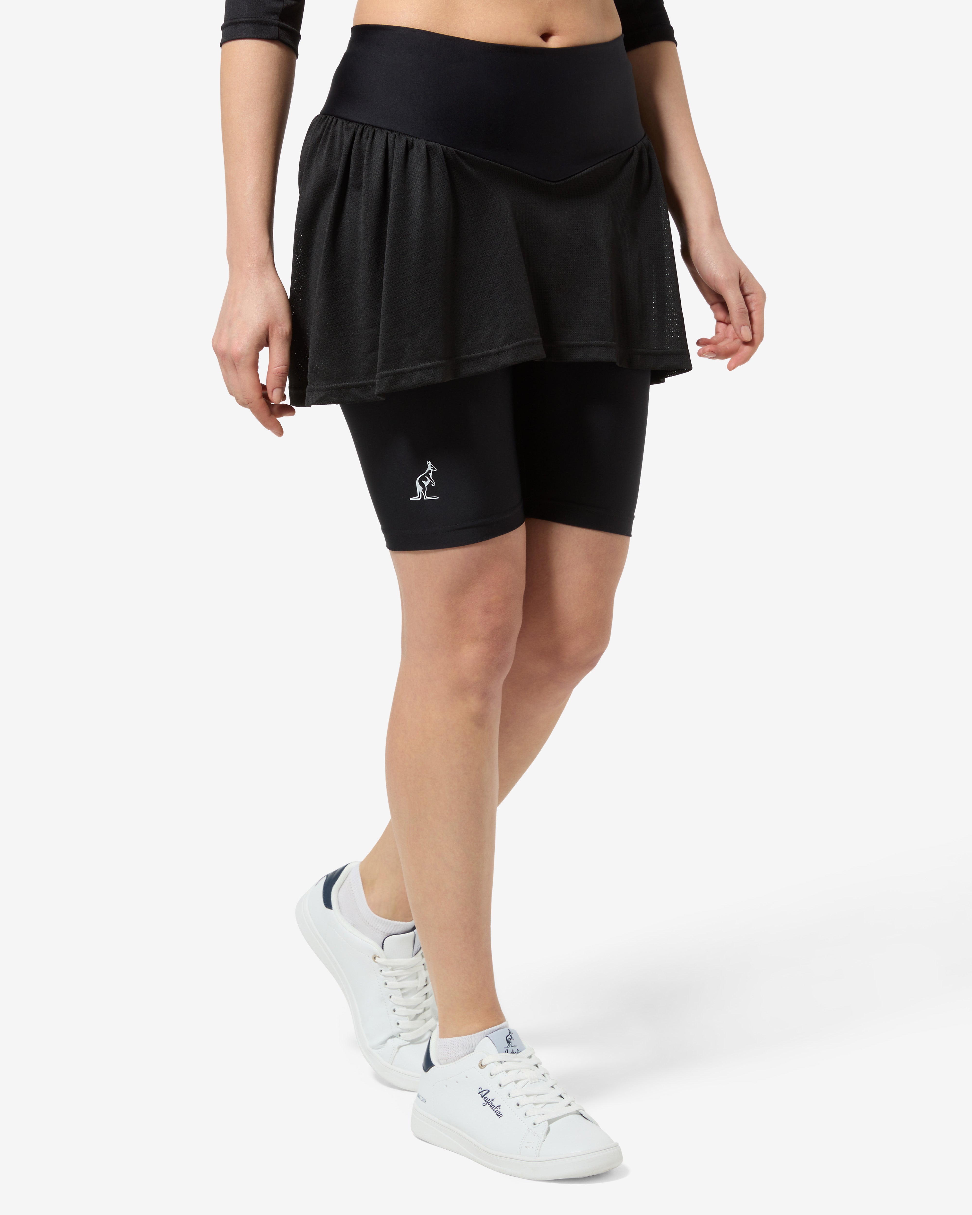australian-compressive-cut-short-short-tennis-nero-effetto-shape-con-gonnellino image 1