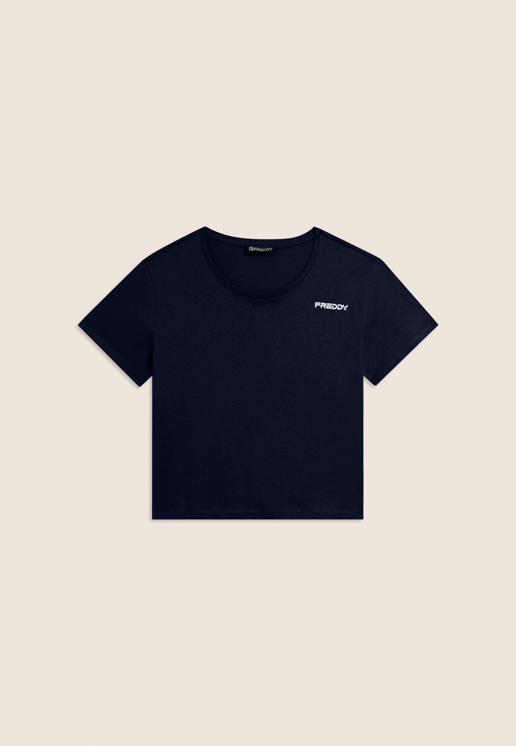 freddy-t-shirt-manica-corta-cropped-con-piccolo-logo-t-shirt-donna-cotone image 8