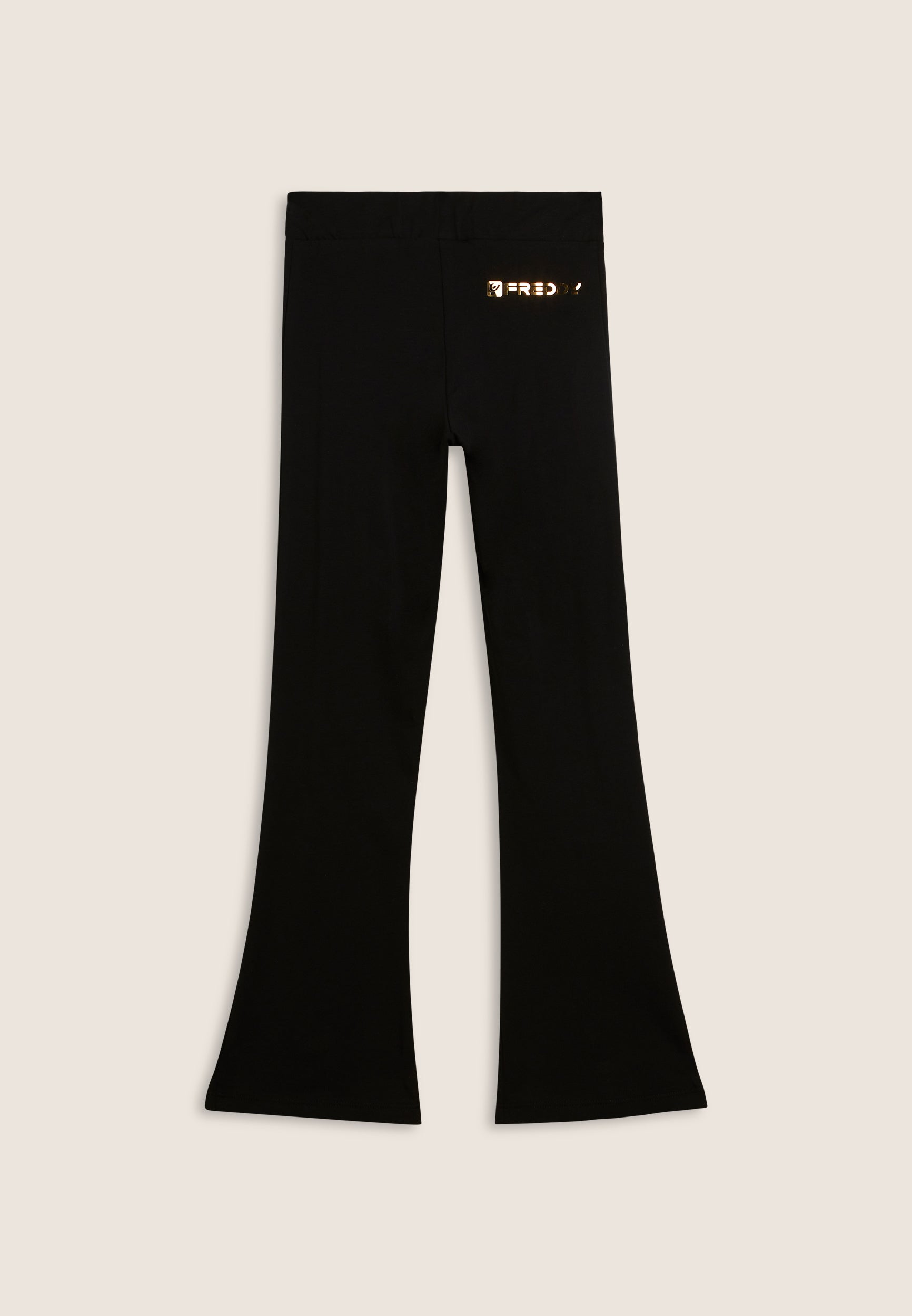 freddy-pantaloni-bambina-flare-cotone-elasticizzato-con-zip-dorate image 2