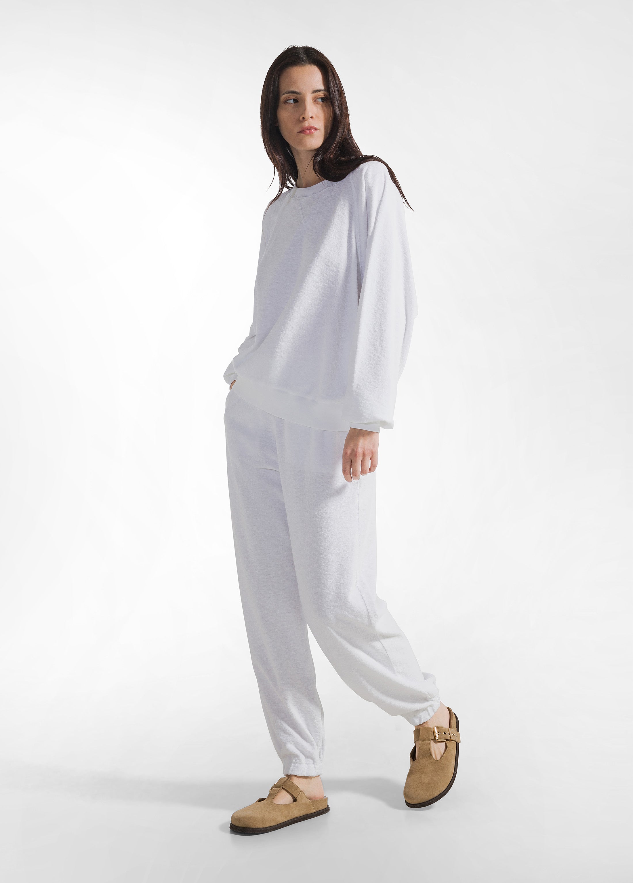 deha-pantaloni-jogger-in-spugna-bianco-a00436-in-cotone image 1