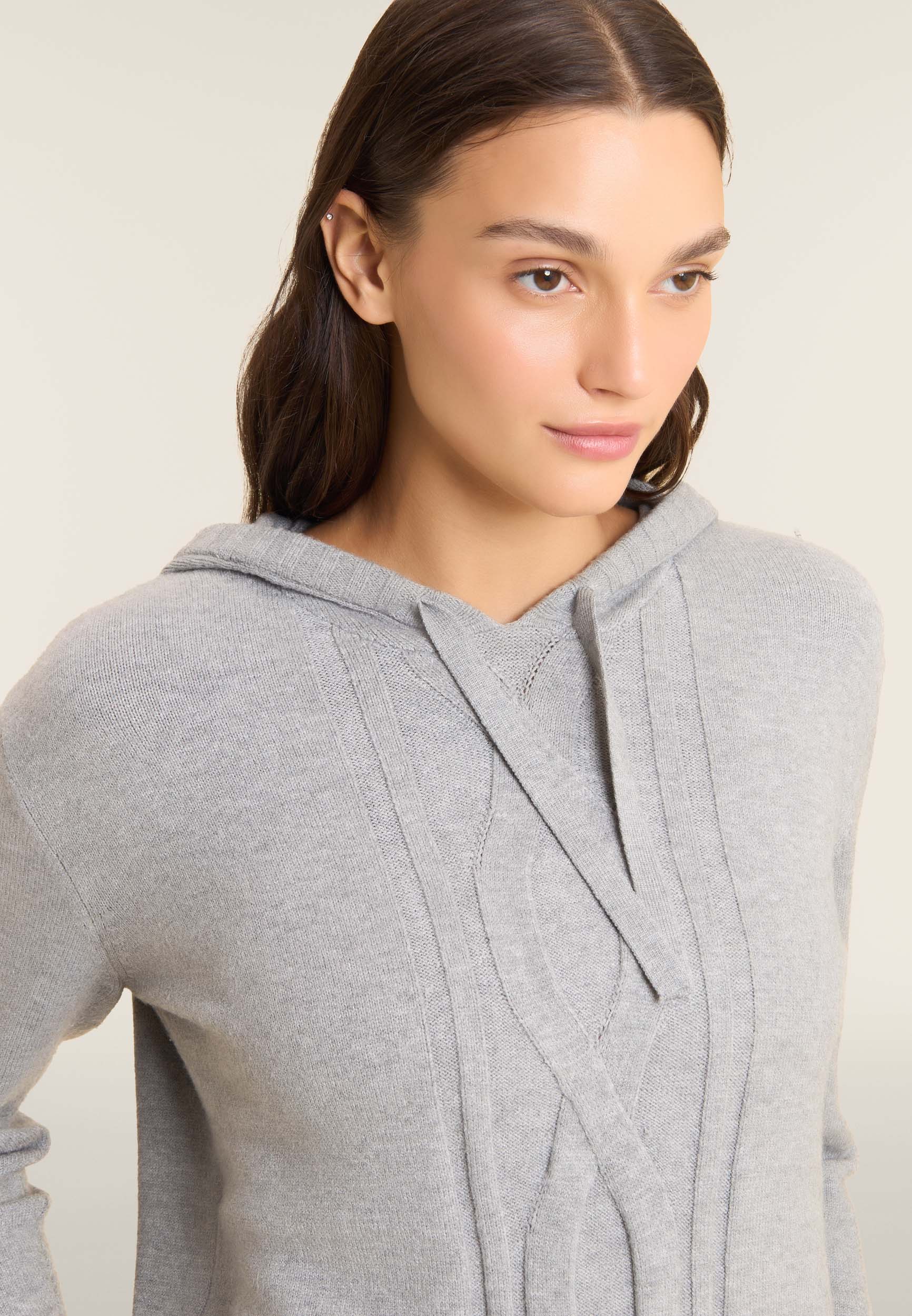 freddy-maglia-donna-tricot-con-cappuccio-e-treccia-frontale image 4