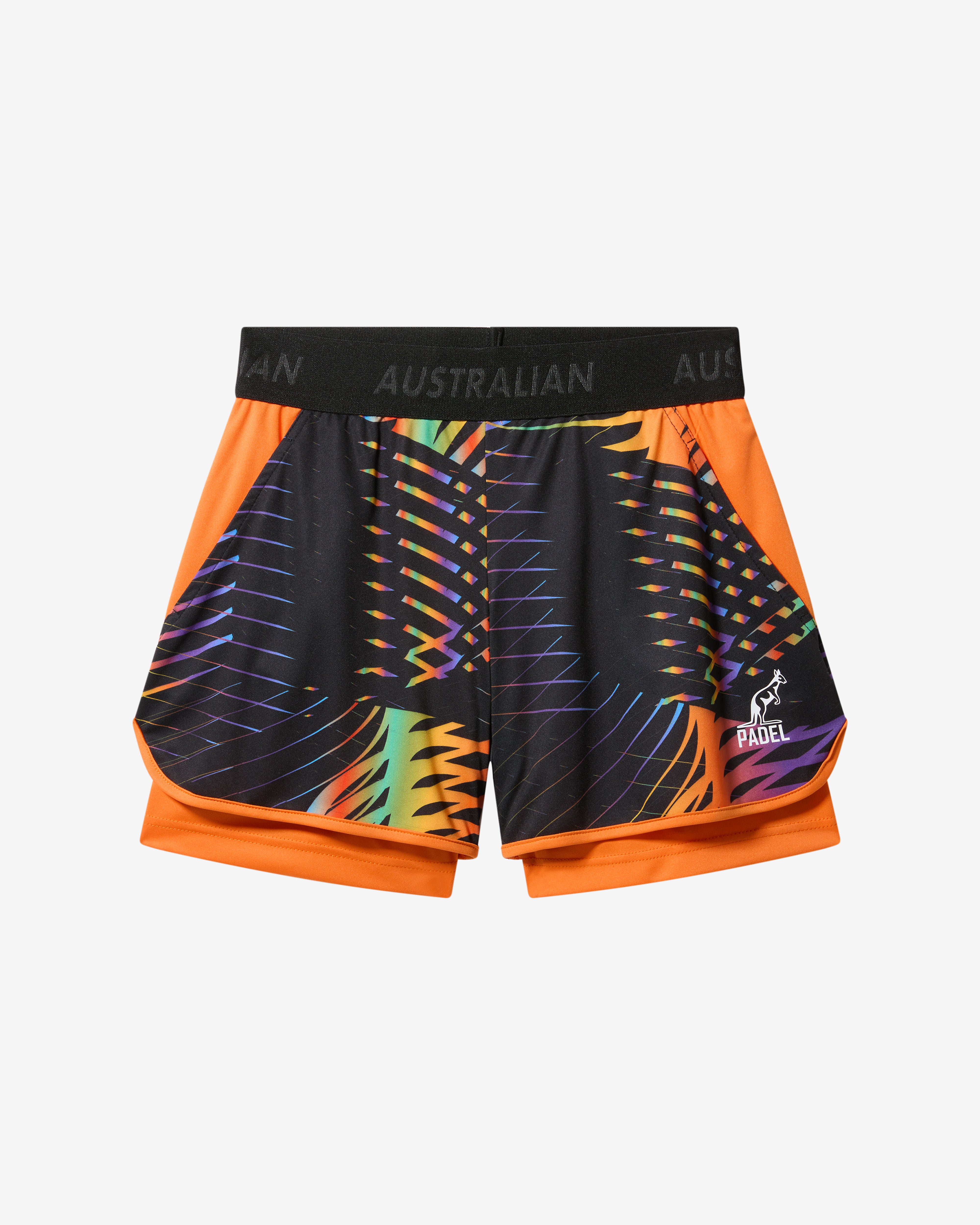 australian-chaos-short-ace-padel-arancio-acceso-con-sottopantaloncino-made-in-it image 5