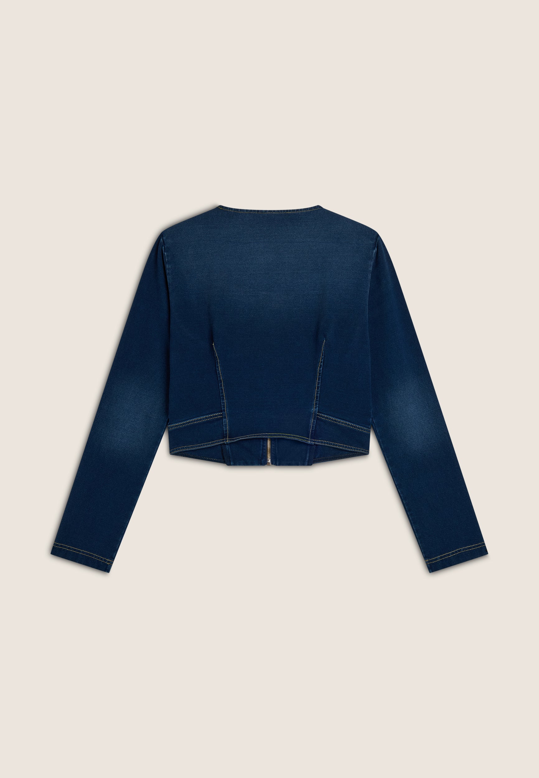 freddy-giacca-corta-donna-con-zip-in-jersey-effetto-denim-slim-fit image 6