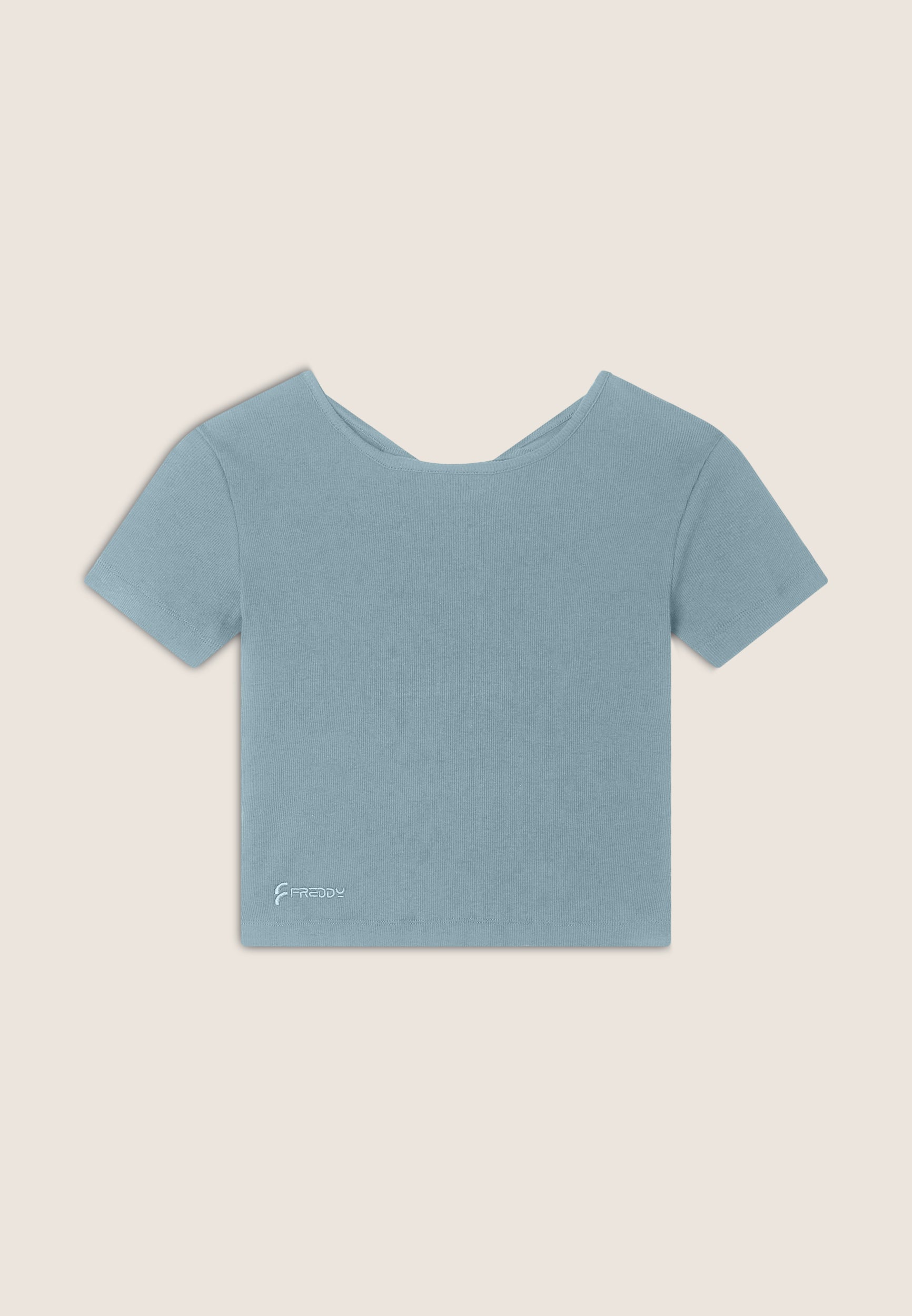 freddy-t-shirt-slim-fit-cropped-a-costine-con-apertura-sulla-schiena image 8