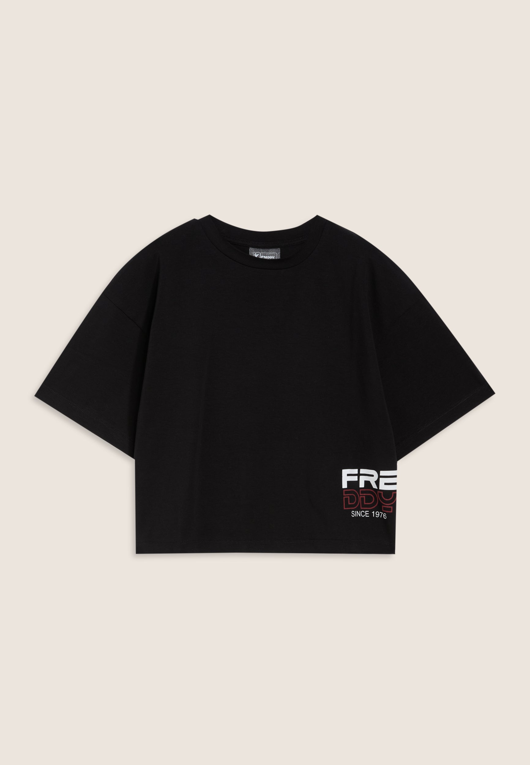 freddy-t-shirt-bambina-oversize-cropped-con-logo-laterale image 1