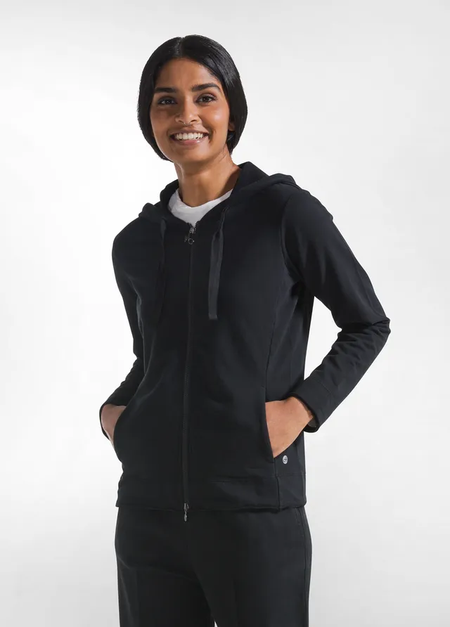 deha-felpa-con-zip-e-cappuccio-in-cotone-stretch-nero image 1