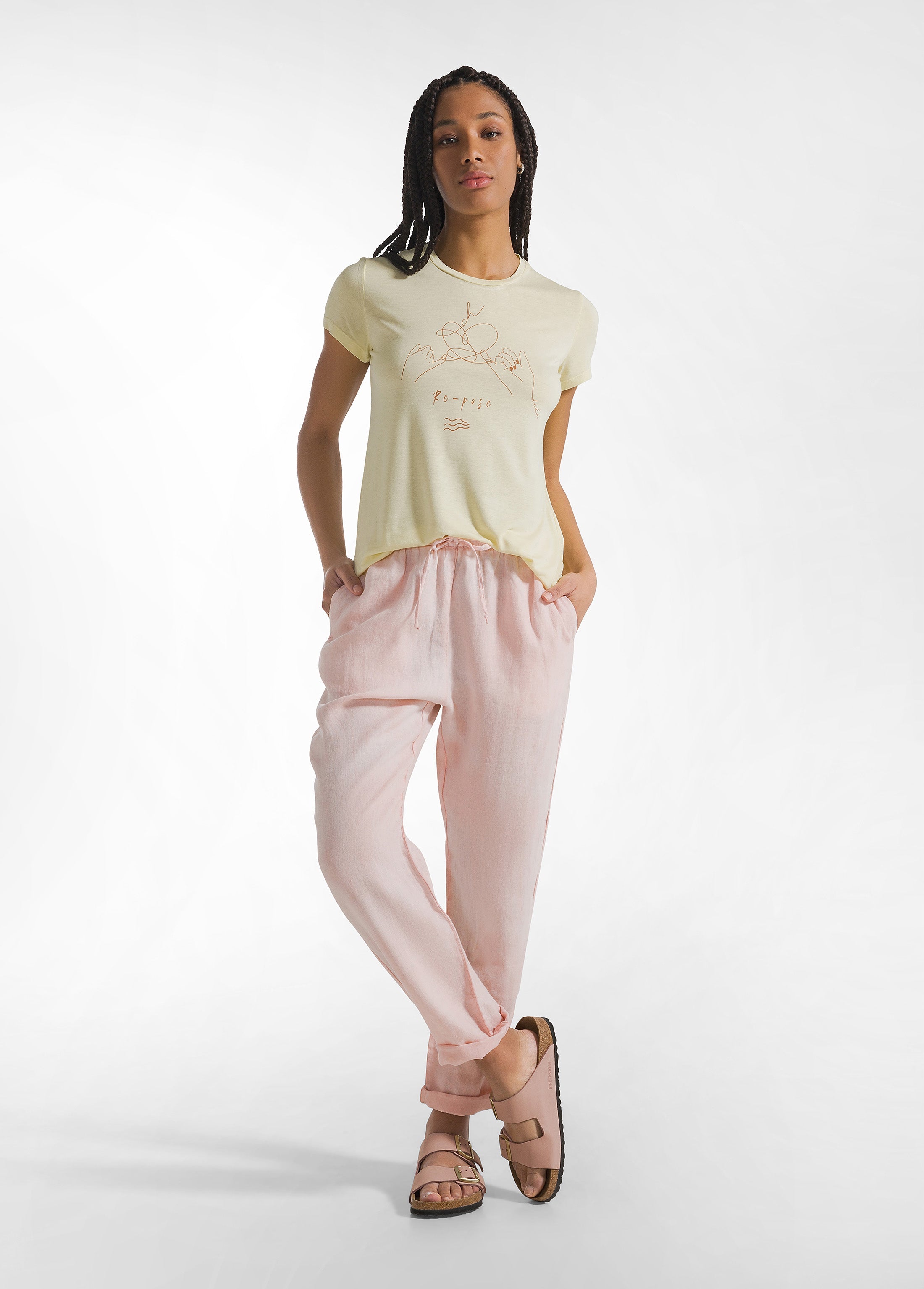 deha-t-shirt-in-viscosa-con-grafica-yoga-giallo image 4