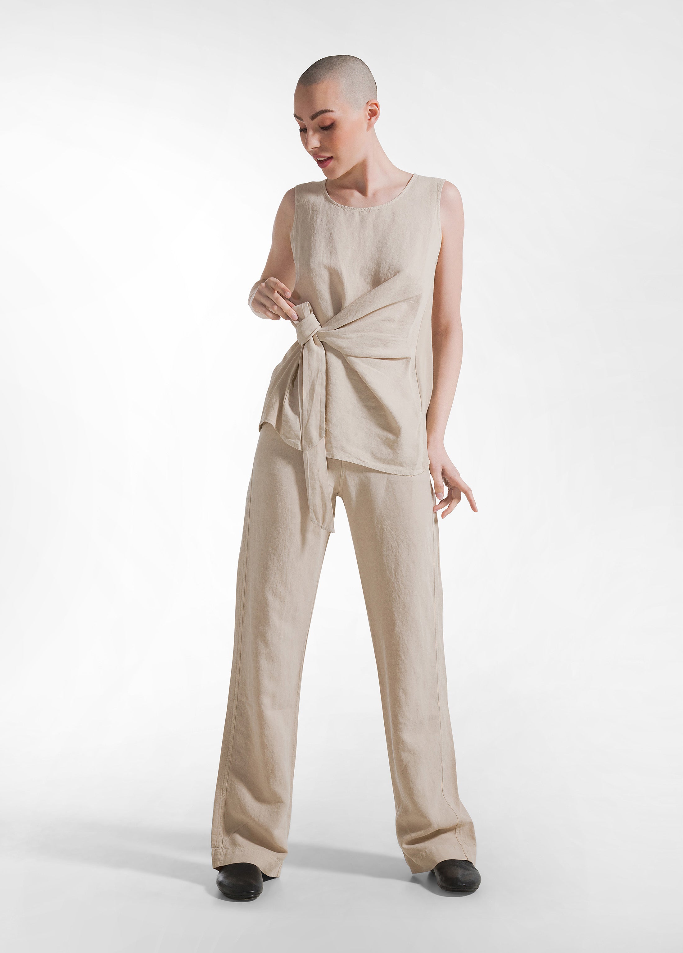 deha-pantalone-leisure-misto-lino-e-lyocell-beige image 1