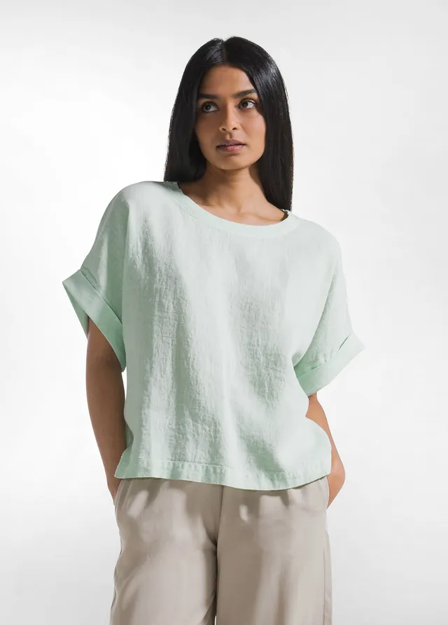 deha-d42590-top-ampio-in-lino-verde image 1
