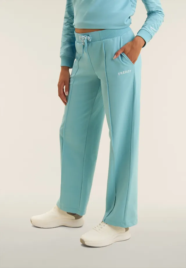 freddy-pantaloni-donna-wide-leg-con-coulisse-logata-in-french-terry image 1
