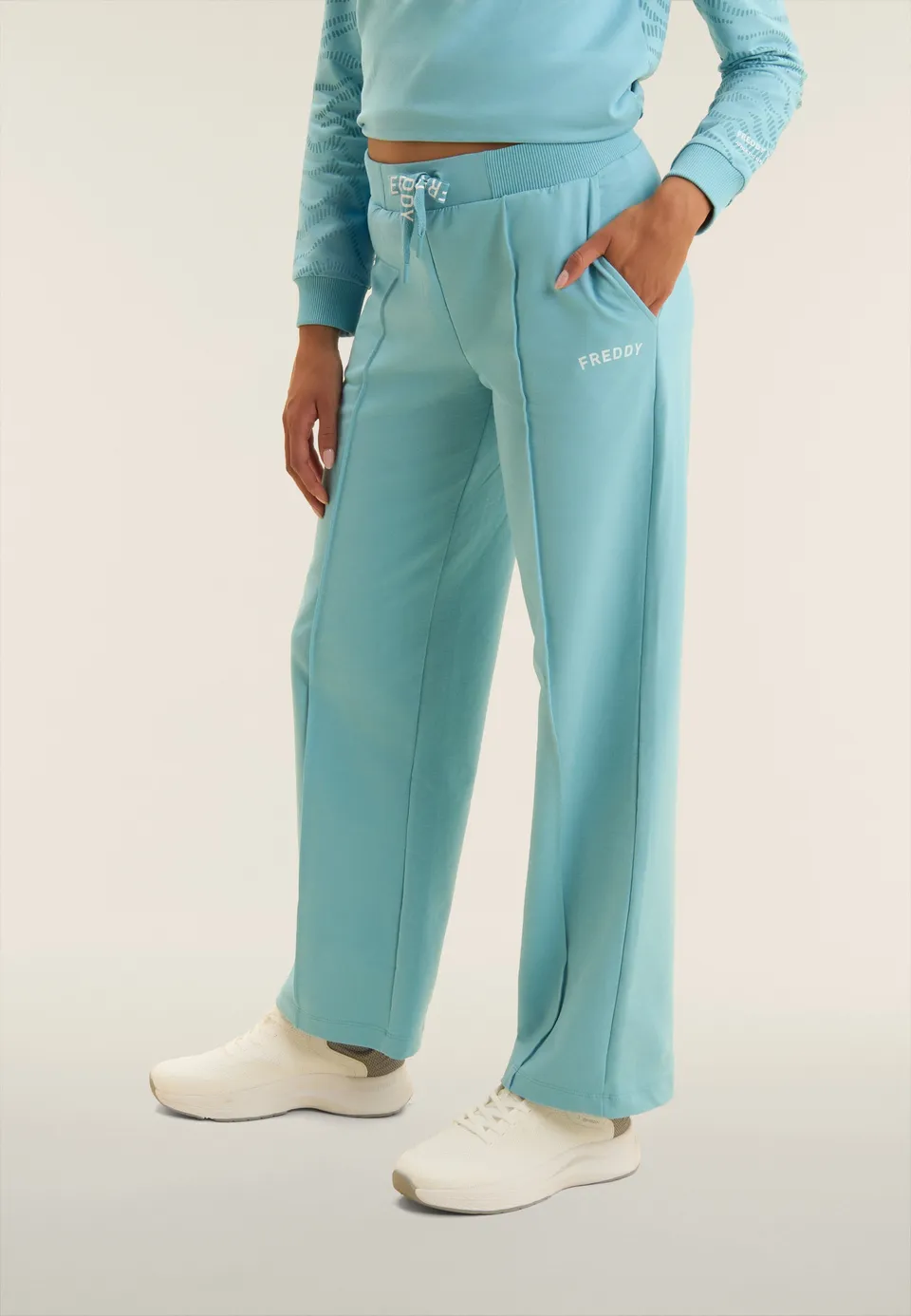 freddy-pantaloni-donna-wide-leg-con-coulisse-logata-in-french-terry image 1