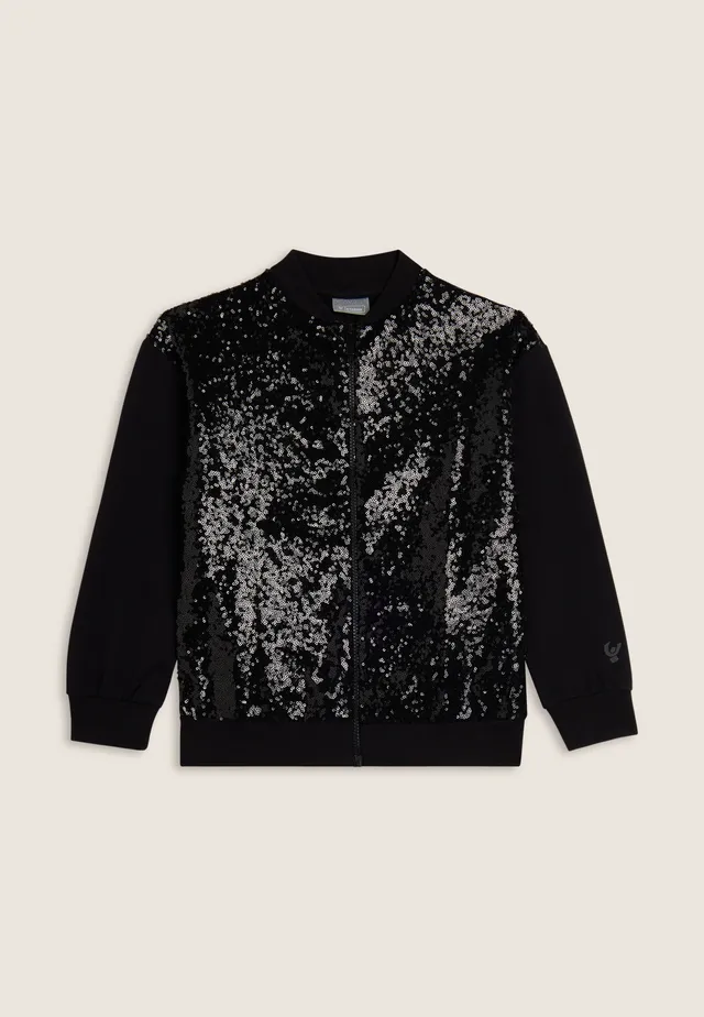 freddy-felpa-bambina-full-zip-con-paillettes-collo-bomber image 1