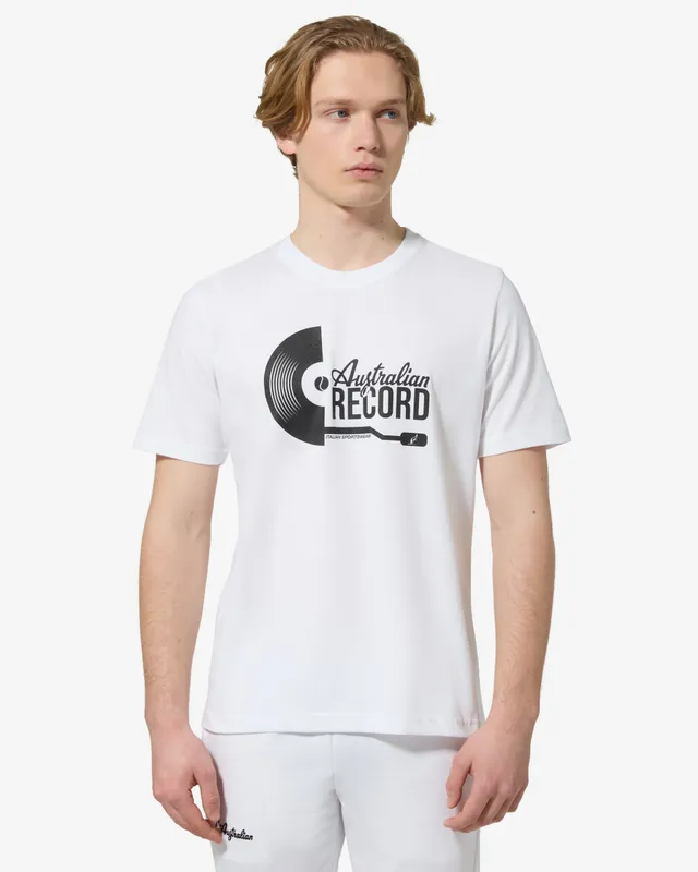 australian-record-t-shirt-cotone-bianco-regular-fit-made-in-italy image 1