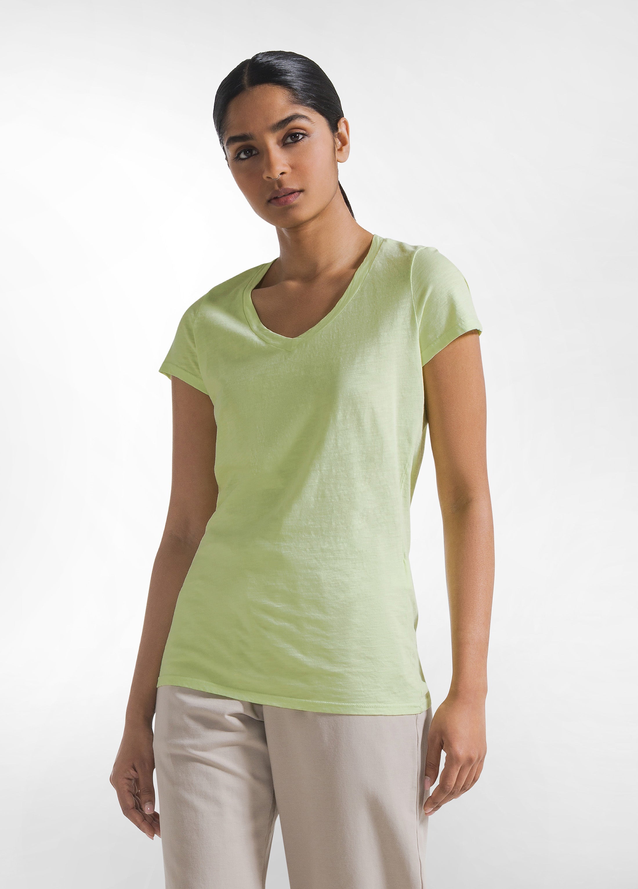 deha-t-shirt-d42511-flamm-scollo-a-v-gialla image 1