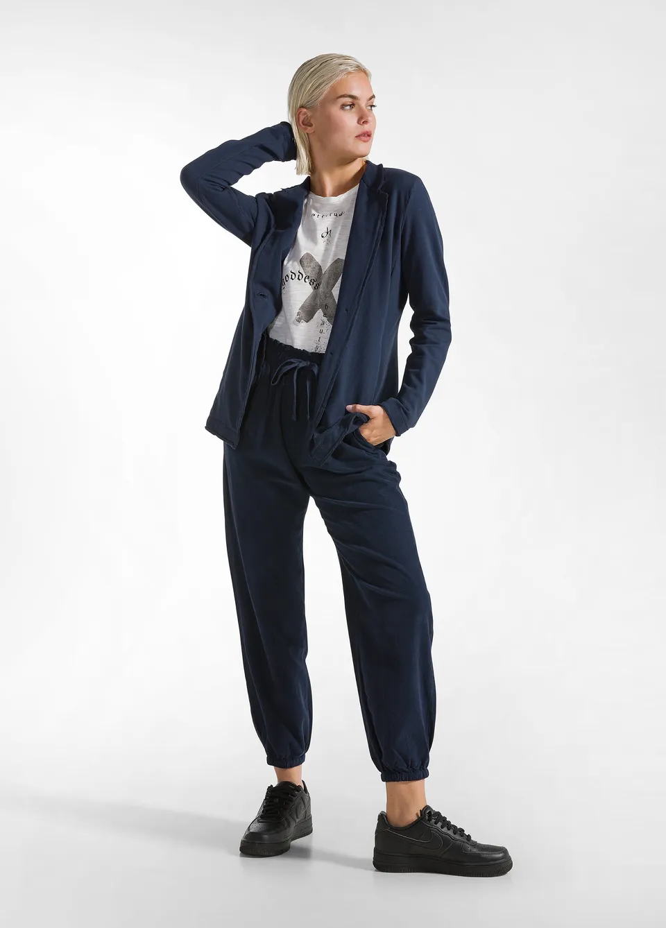deha-pantalone-jogger-in-velluto-leggero-blu image 1