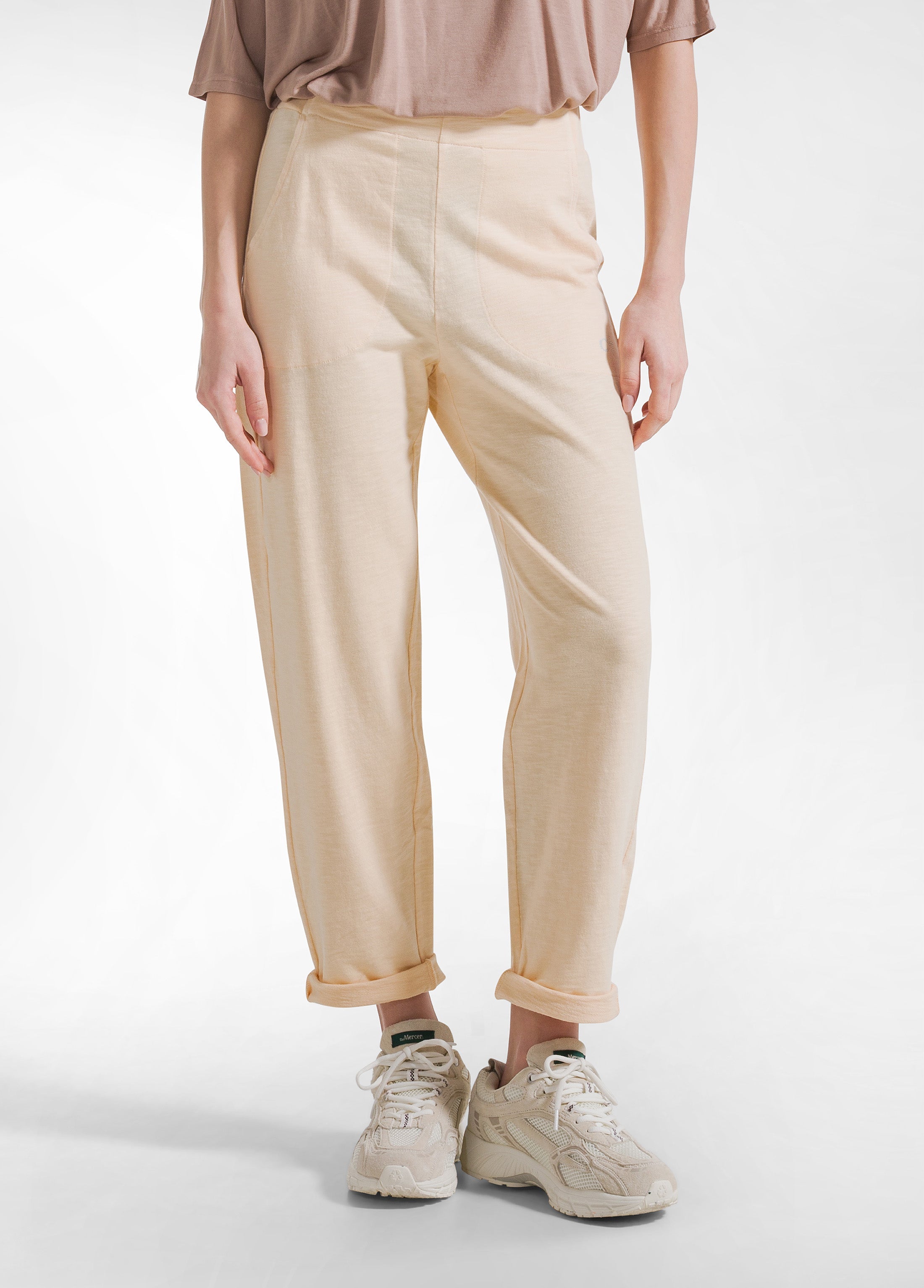 deha-pantaloni-dritti-in-cotone-fiammato-rosa-donna image 2
