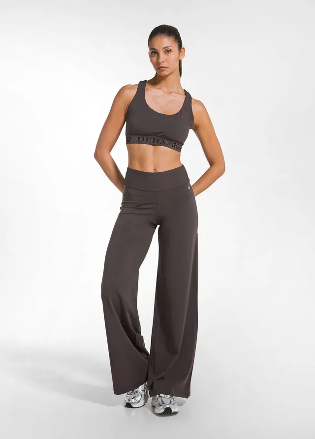 deha-pantaloni-jersey-stretch-fondo-elasticizzato-d42009-marrone-donna image 1