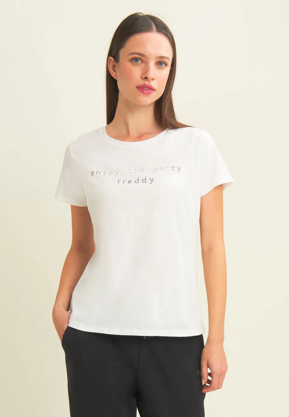 freddy-wr-up-t-shirt-enjoy-the-party-in-strass-cotone-supima image 1