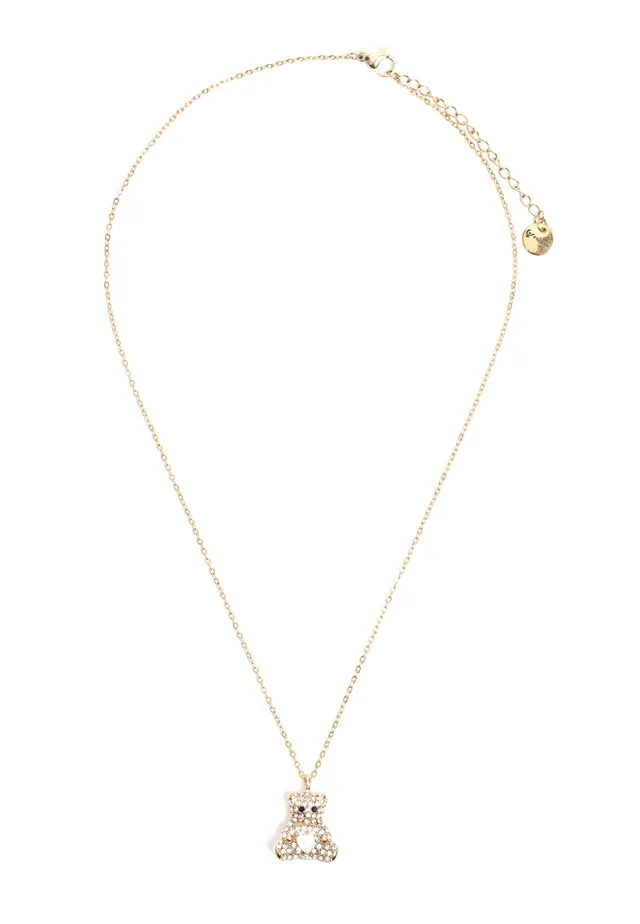 freddy-collana-acciaio-gold-con-pendente-orsetto-e-strass image 1