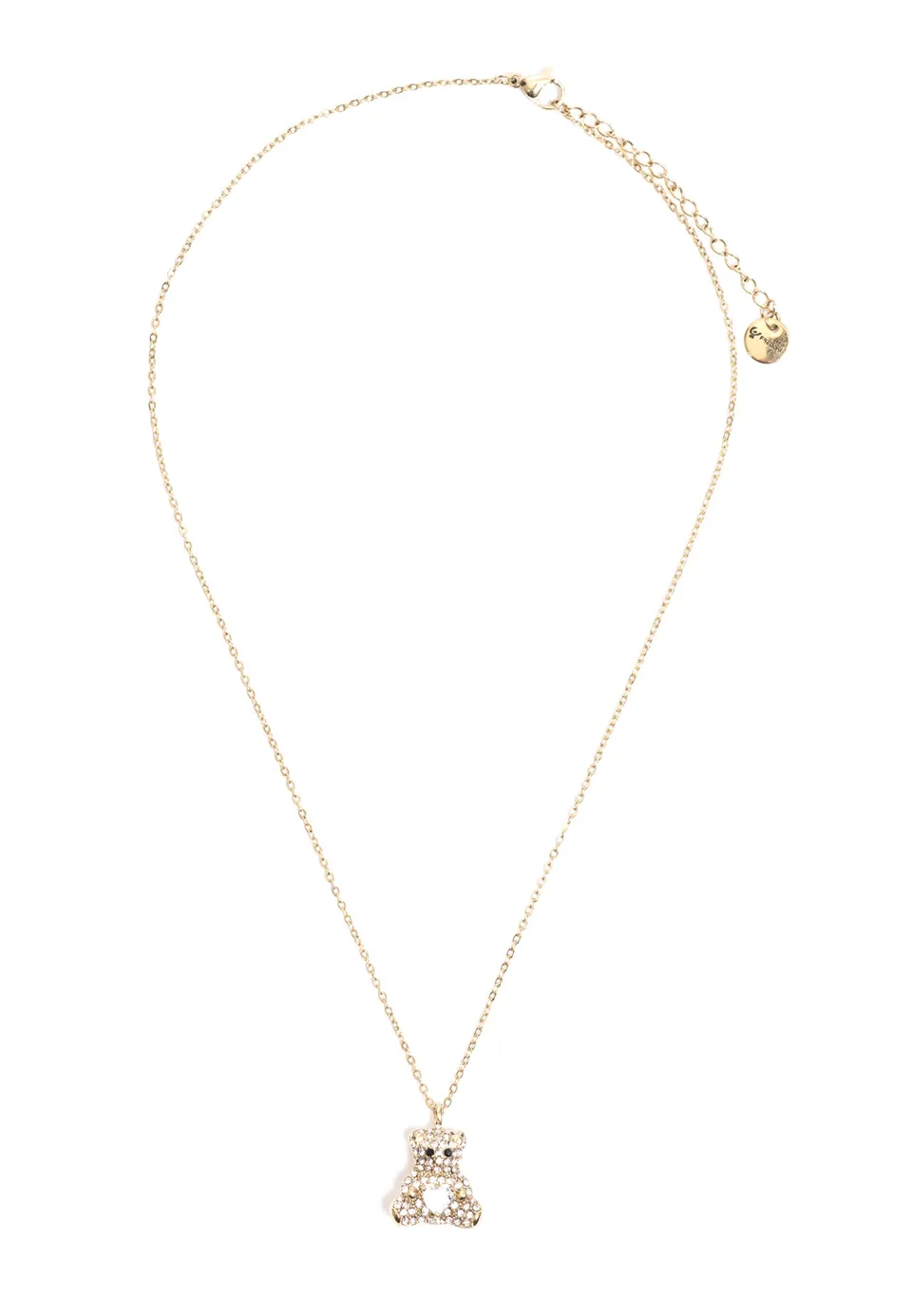 freddy-collana-acciaio-gold-con-pendente-orsetto-e-strass image 1