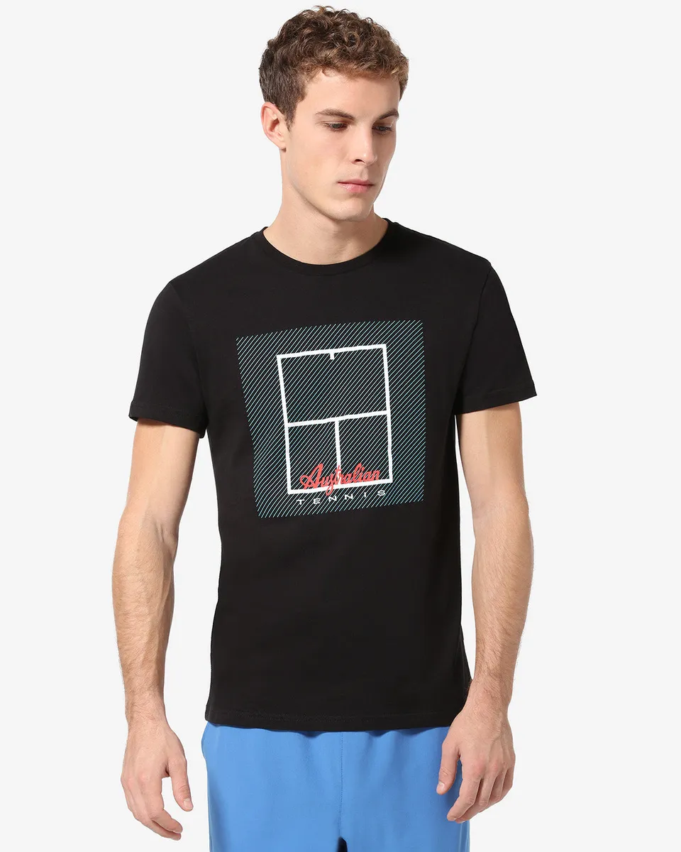 australian-tennis-court-t-shirt-maglietta-cotone-nera image 1