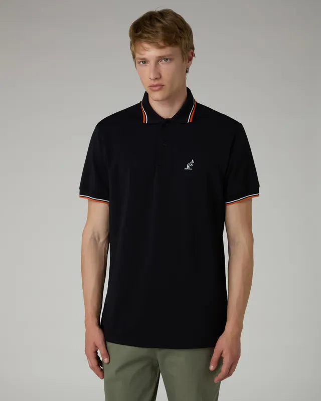 australian-2-stripes-polo-nera-piquet-tecnico-bielastico image 1