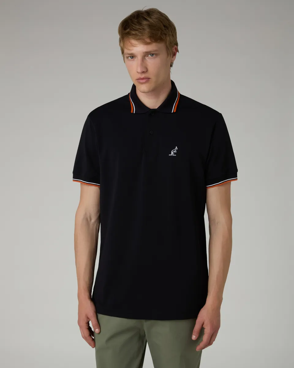 australian-2-stripes-polo-nera-piquet-tecnico-bielastico image 1
