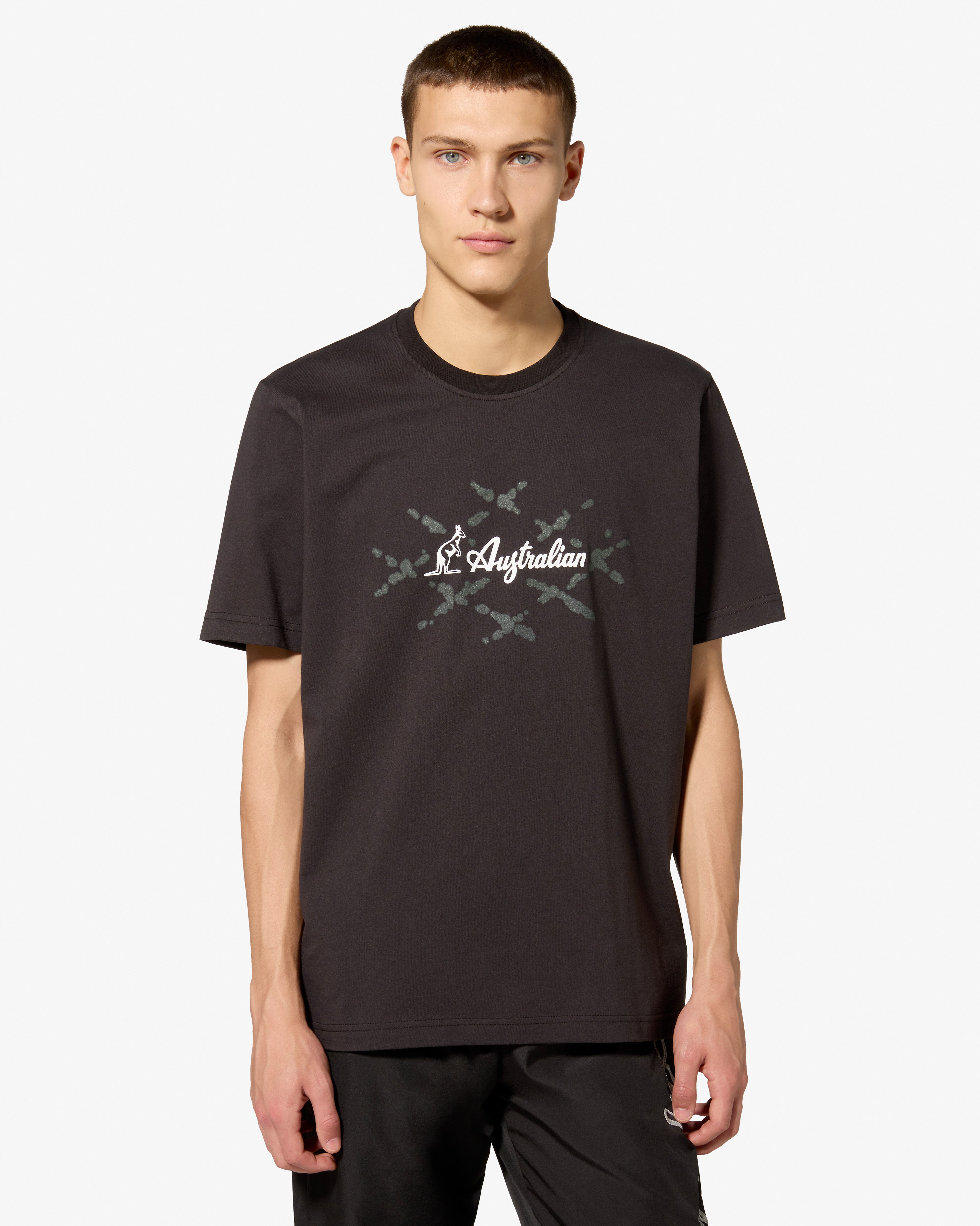 australian-cage-cotton-t-shirt-nera-t-shirt-stampa-petto-made-in-italy image 1