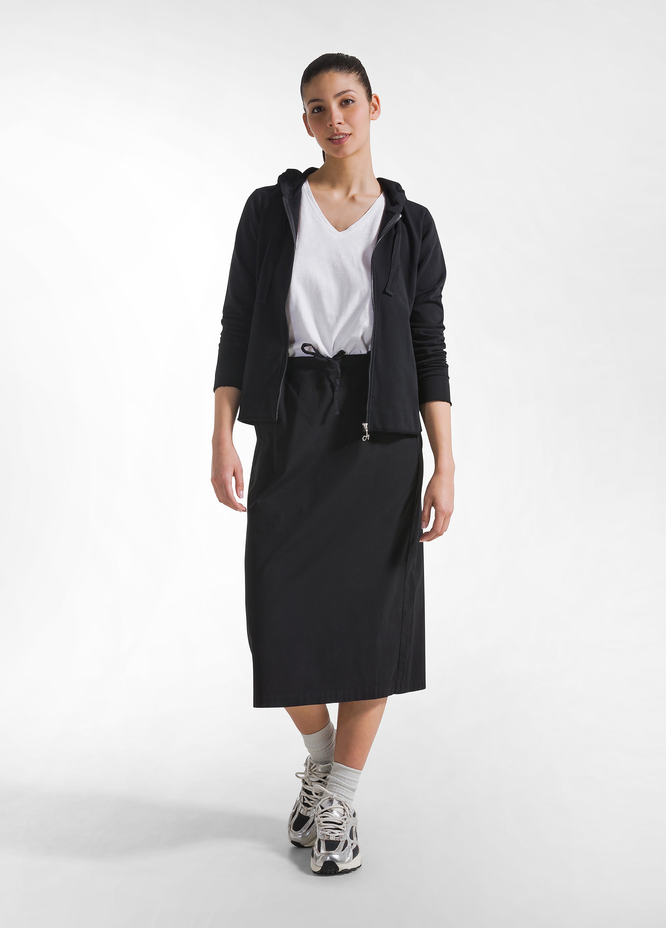 deha-gonna-a-matita-in-popline-elasticizzato-nera-gonna-donna image 1