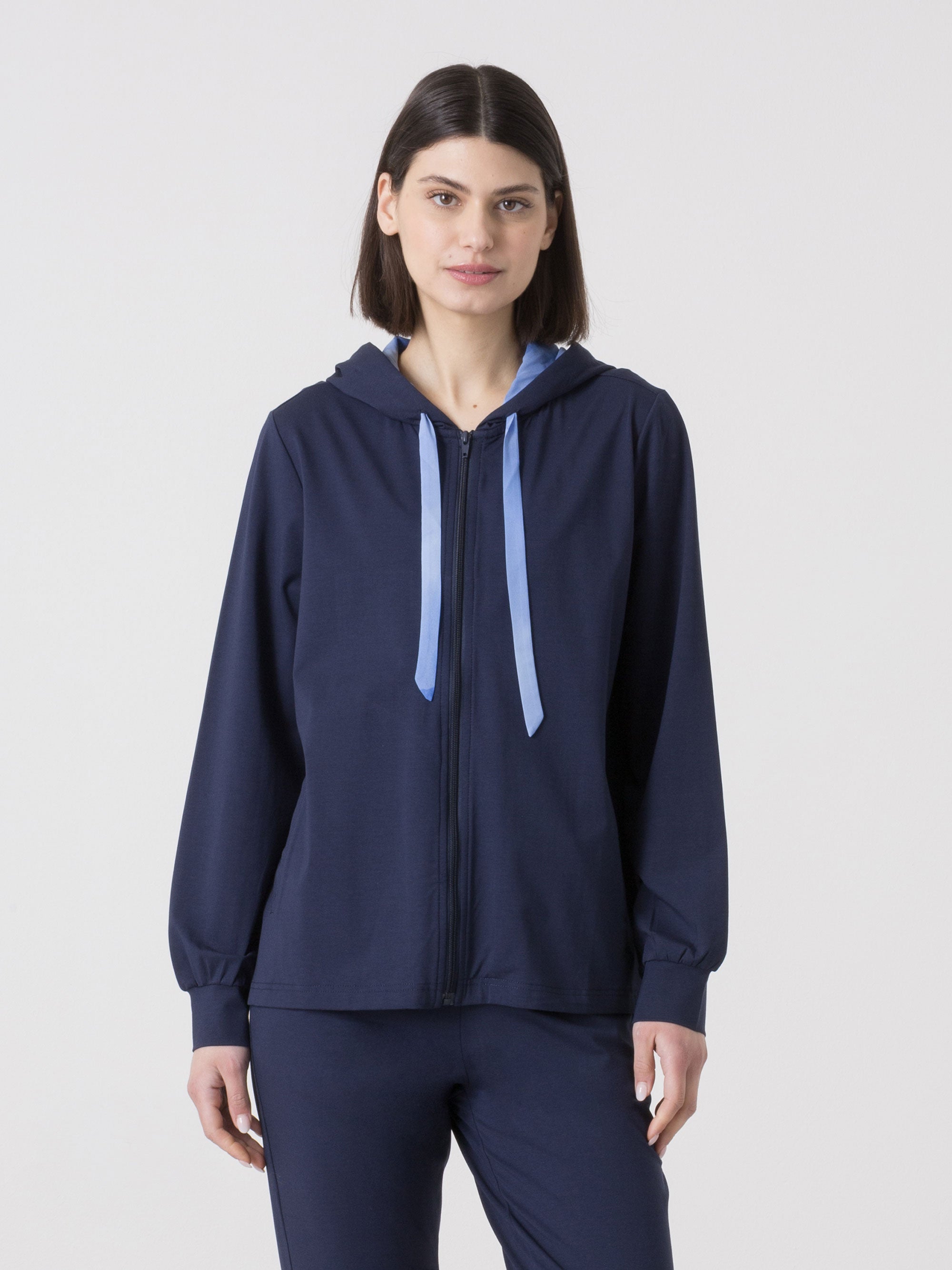 dimensione-danza-felpa-donna-con-cappuccio-full-zip-e-dettagli-a-contrasto image 1