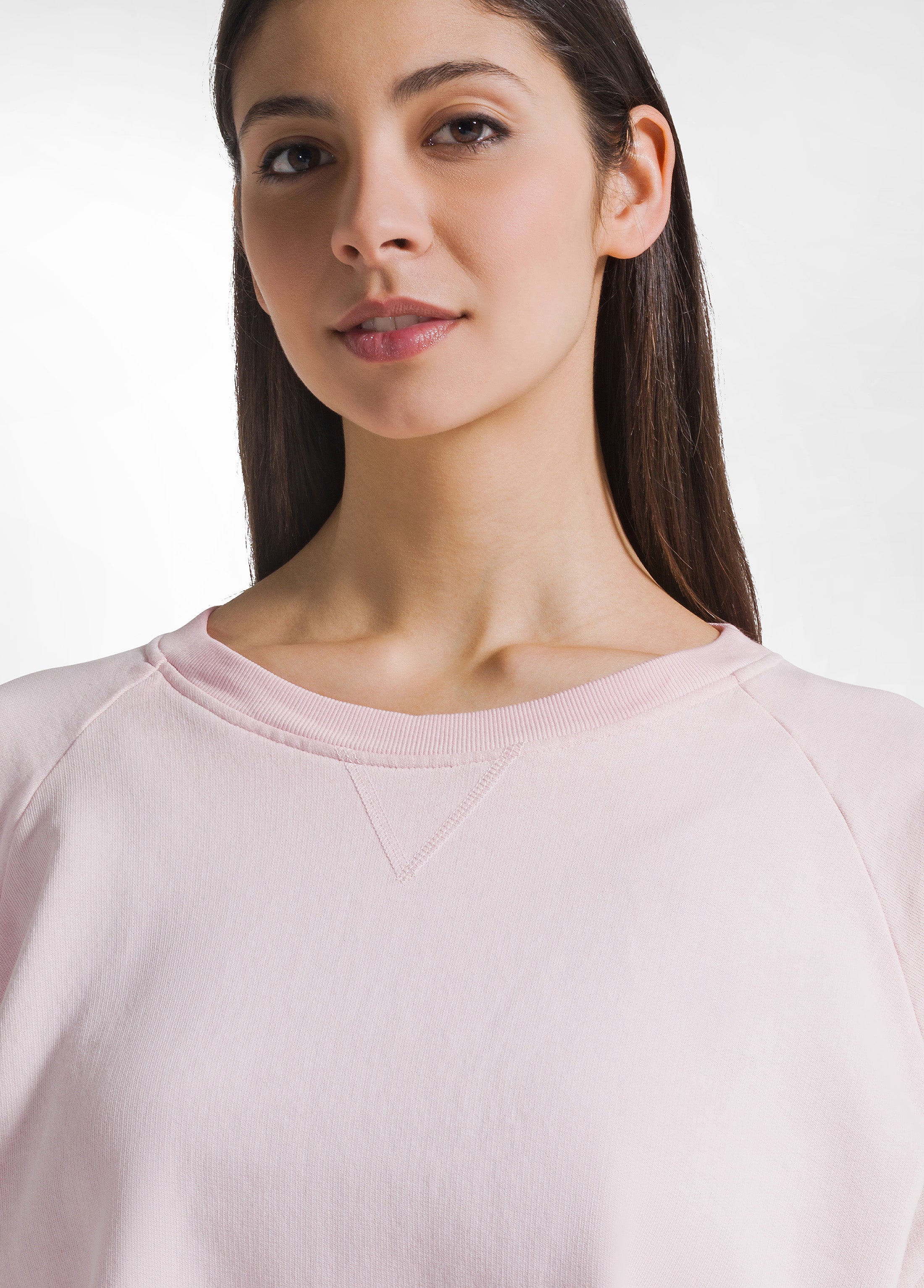 deha-completo-felpa-girocollo-e-pantaloni-wide-leg-effetto-sfumato-rosa image 3