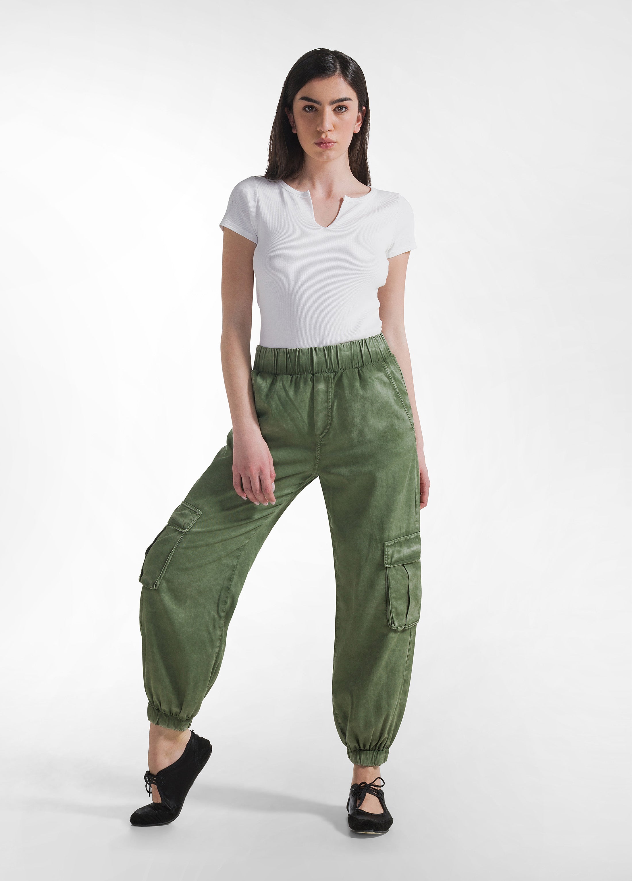 deha-pantalone-cargo-in-twill-effetto-sfumato-verde image 1