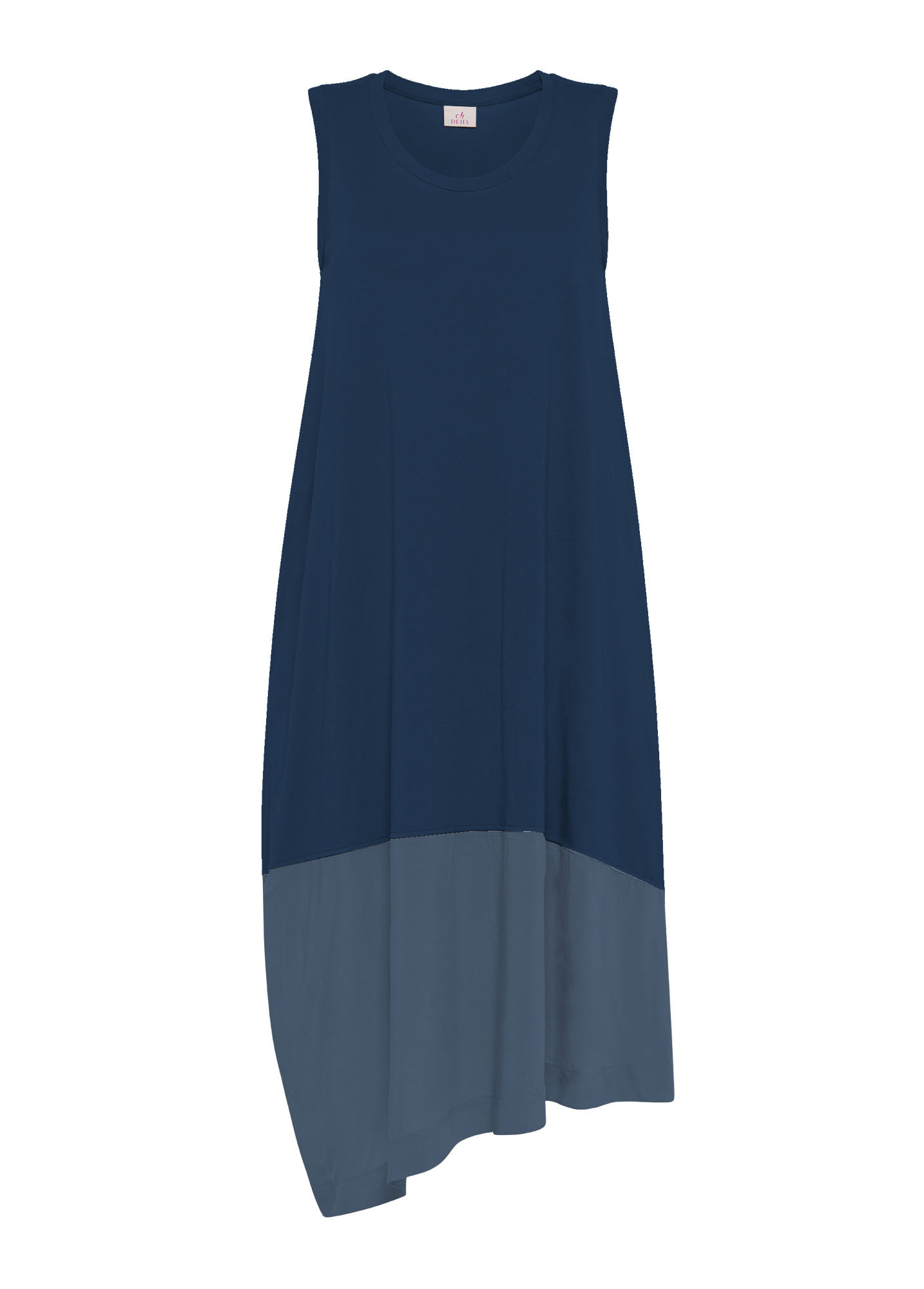 deha-abito-smanicato-blu-in-mussola-di-cotone-e-jersey-organico image 1