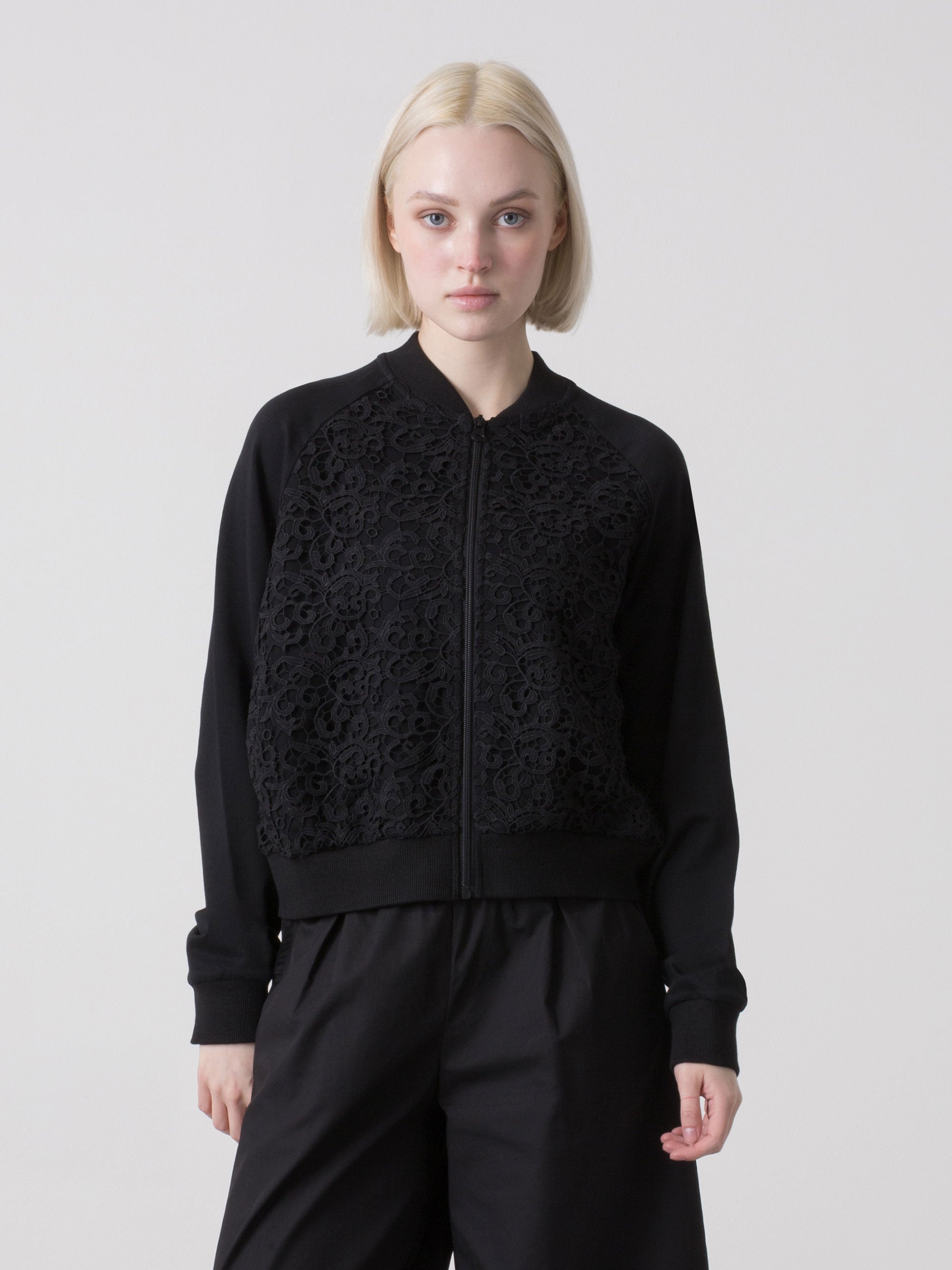 dimensione-danza-bomber-donna-full-zip-in-felpa-stretch-con-inserto-macram image 6