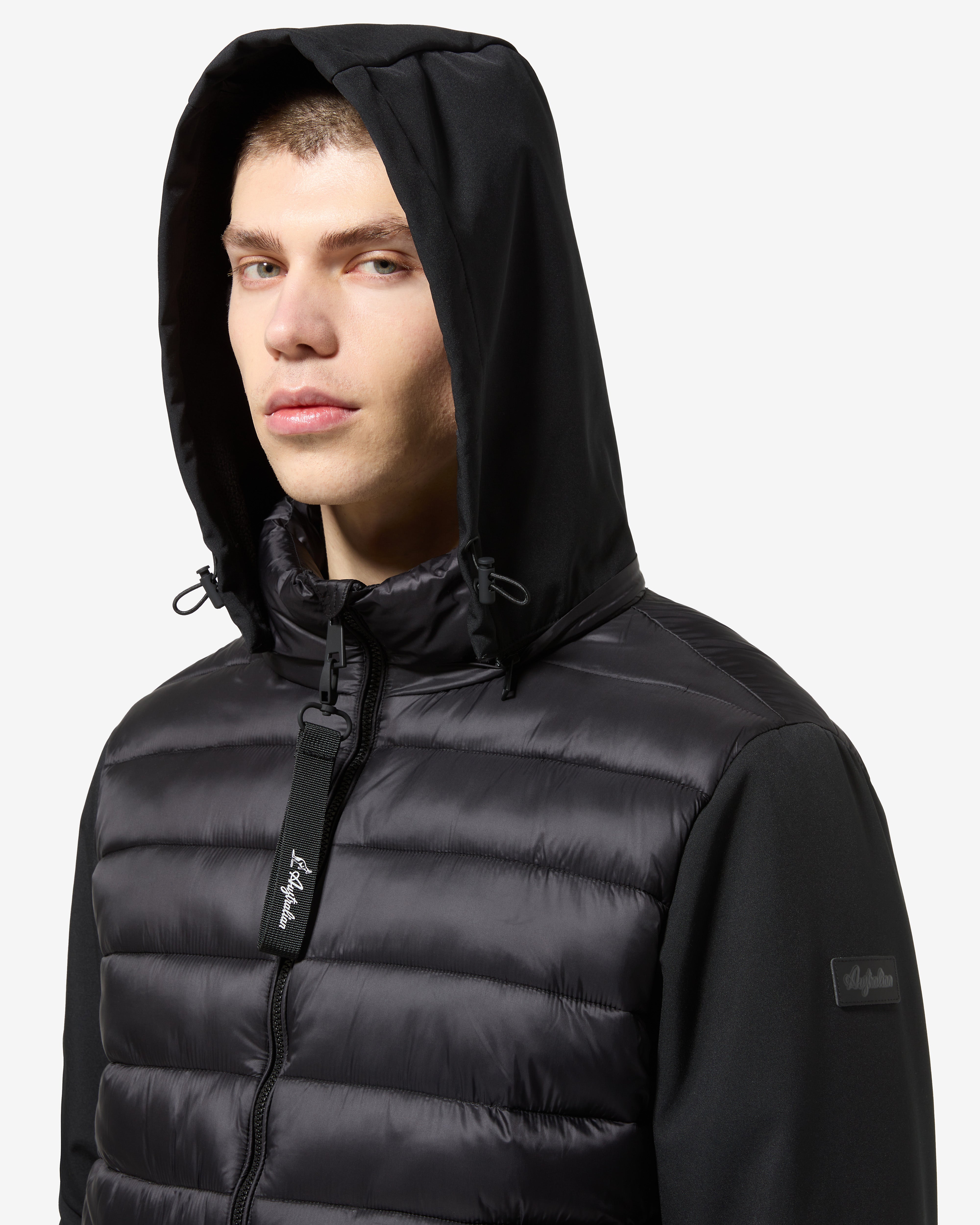 australian-bi-material-jacket-giubbotto-uomo-nero-con-cappuccio image 4