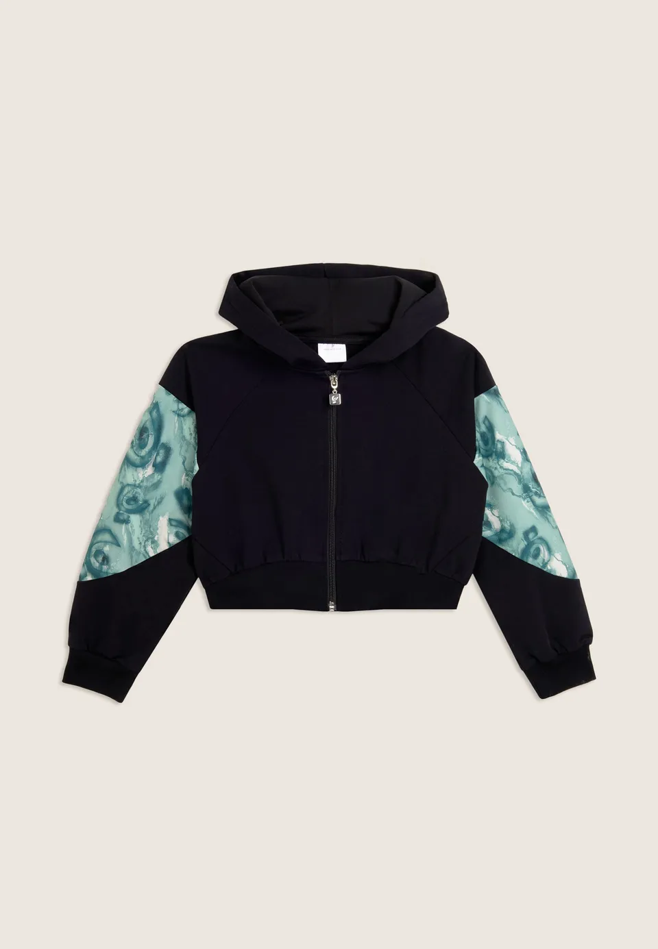 freddy-felpa-junior-full-zip-cropped-color-block-con-cappuccio image 1
